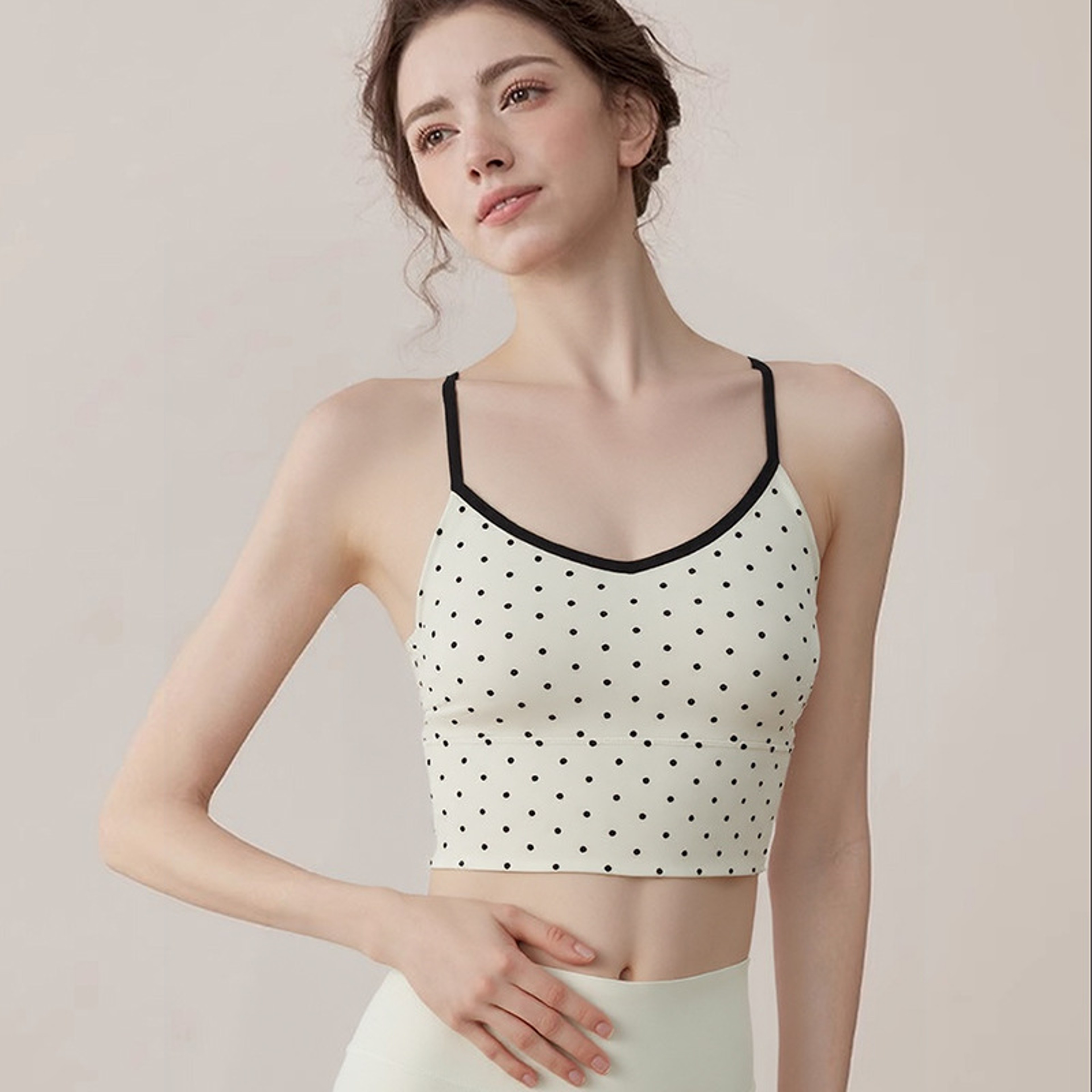 Polka Dot Seamless Sports Bra for Women – Supportive Yoga & Fitness Activewear – view 9