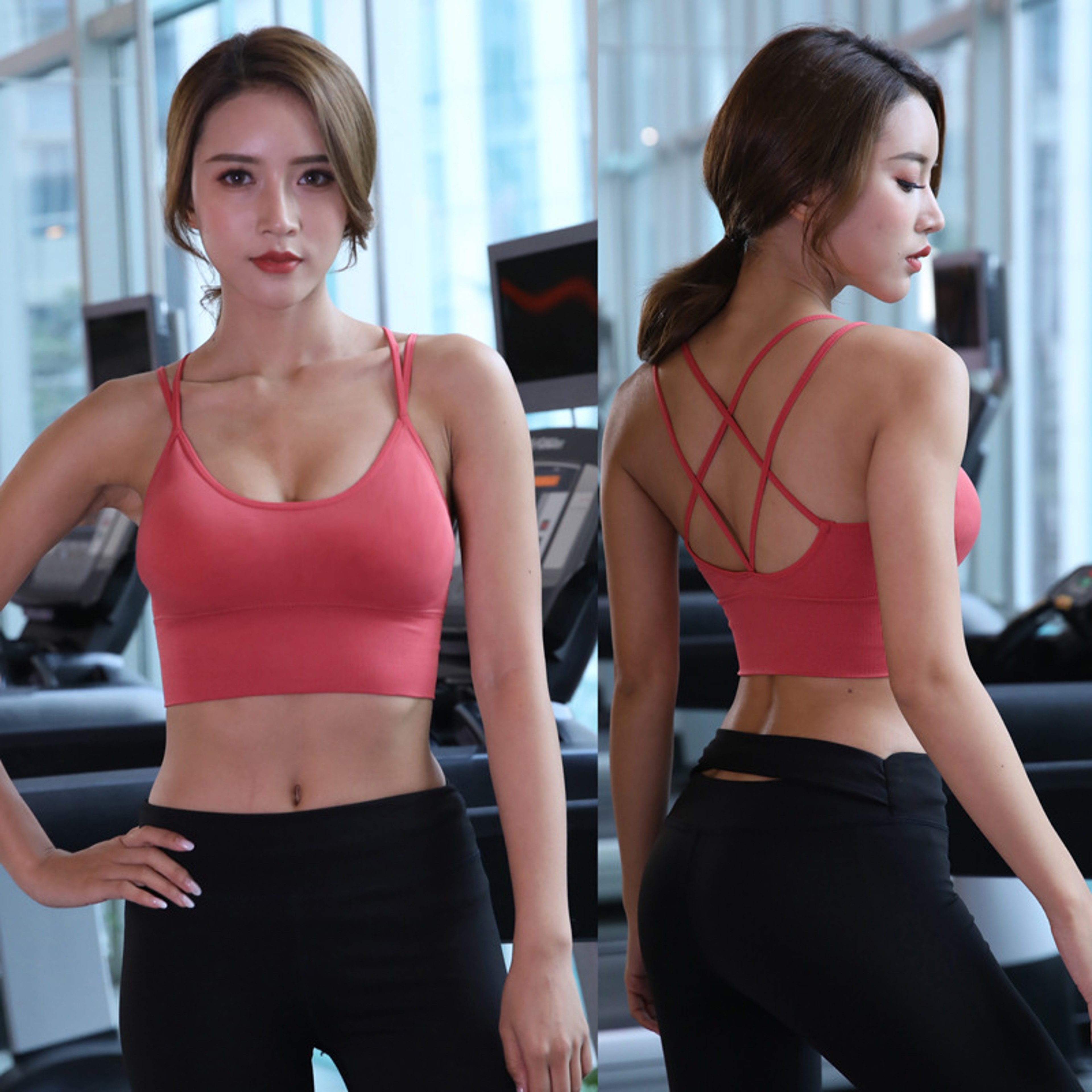 Womens Cross Back Quick Dry High Support Yoga  Running Sports Bra 0