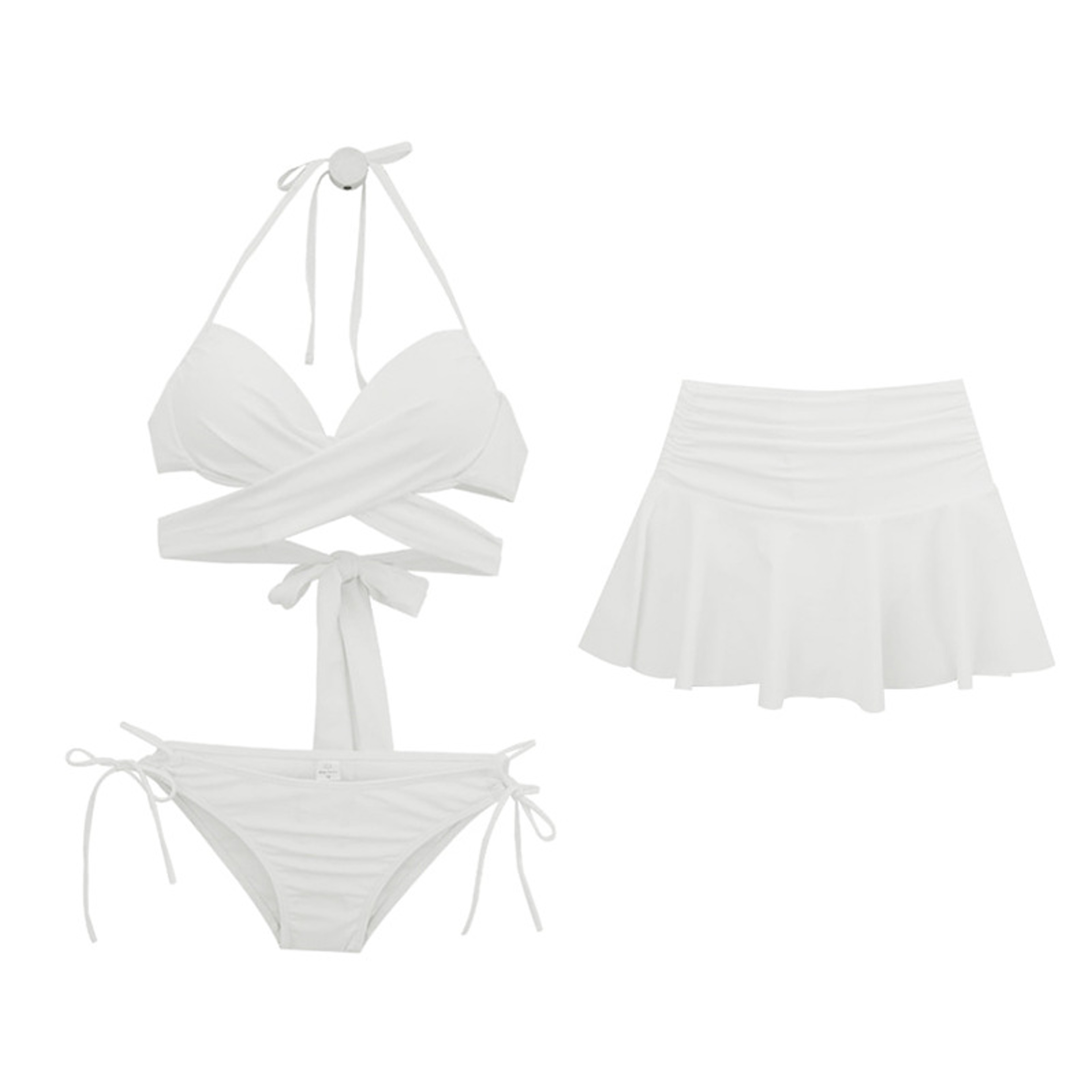 Minimalist Three Piece Bikini Set  Swimsuit For Small Bust  Vacation Beachwear 6