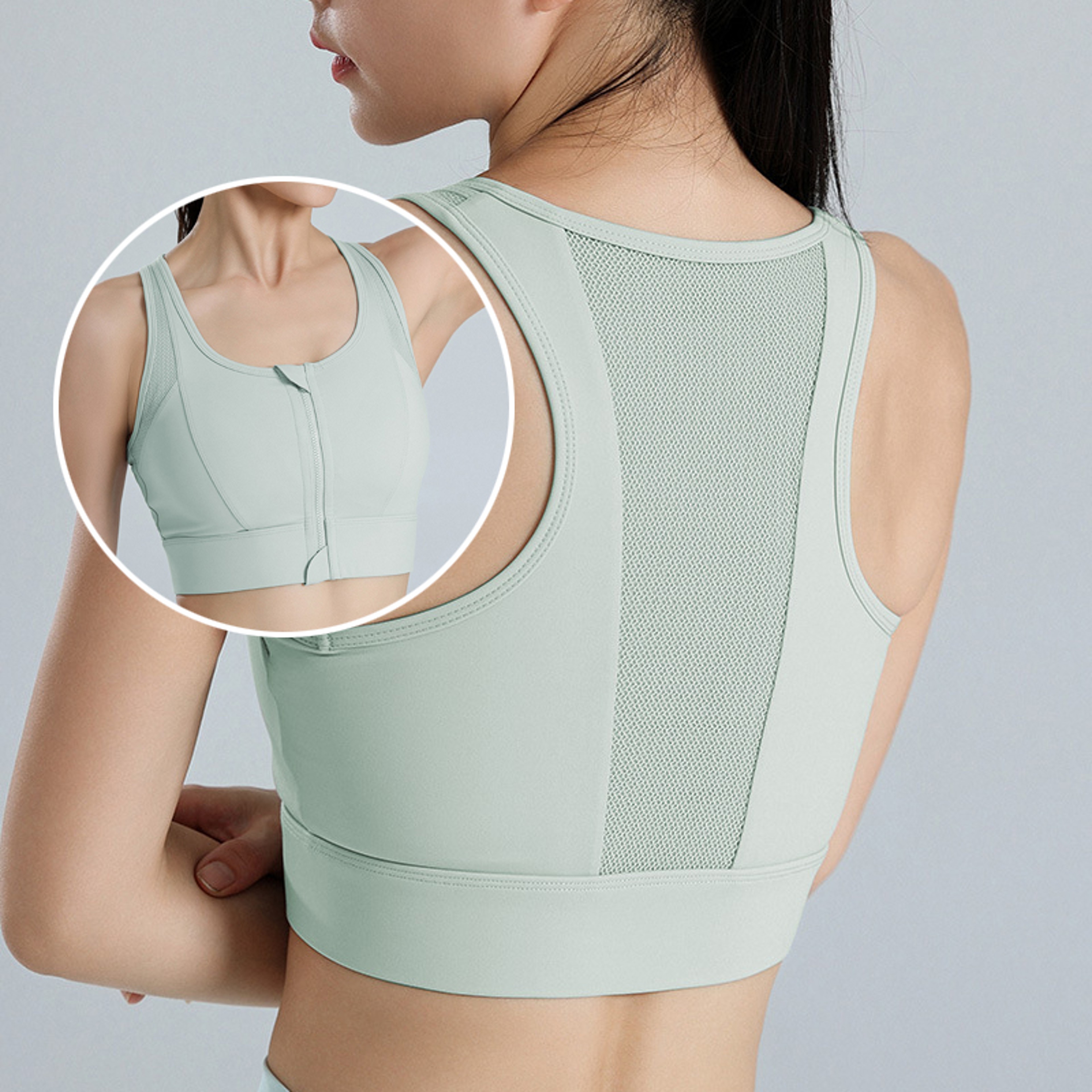 Plus Size Front Zip Breathable Sports Bra For Workout  Yoga 0