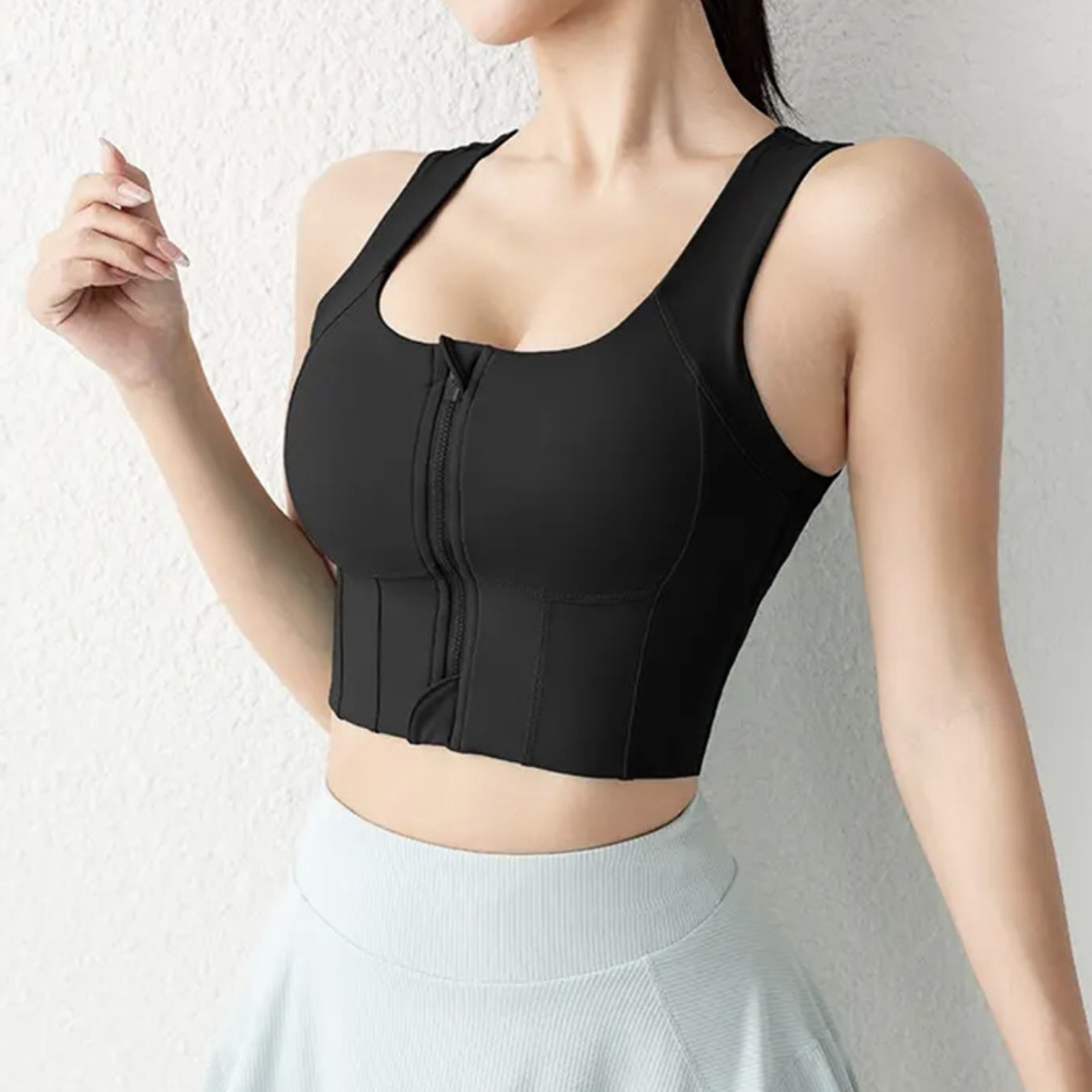 Front Zip Fitness Sports Bra For Women  Breathable Push Up Yoga  Gym Top 9