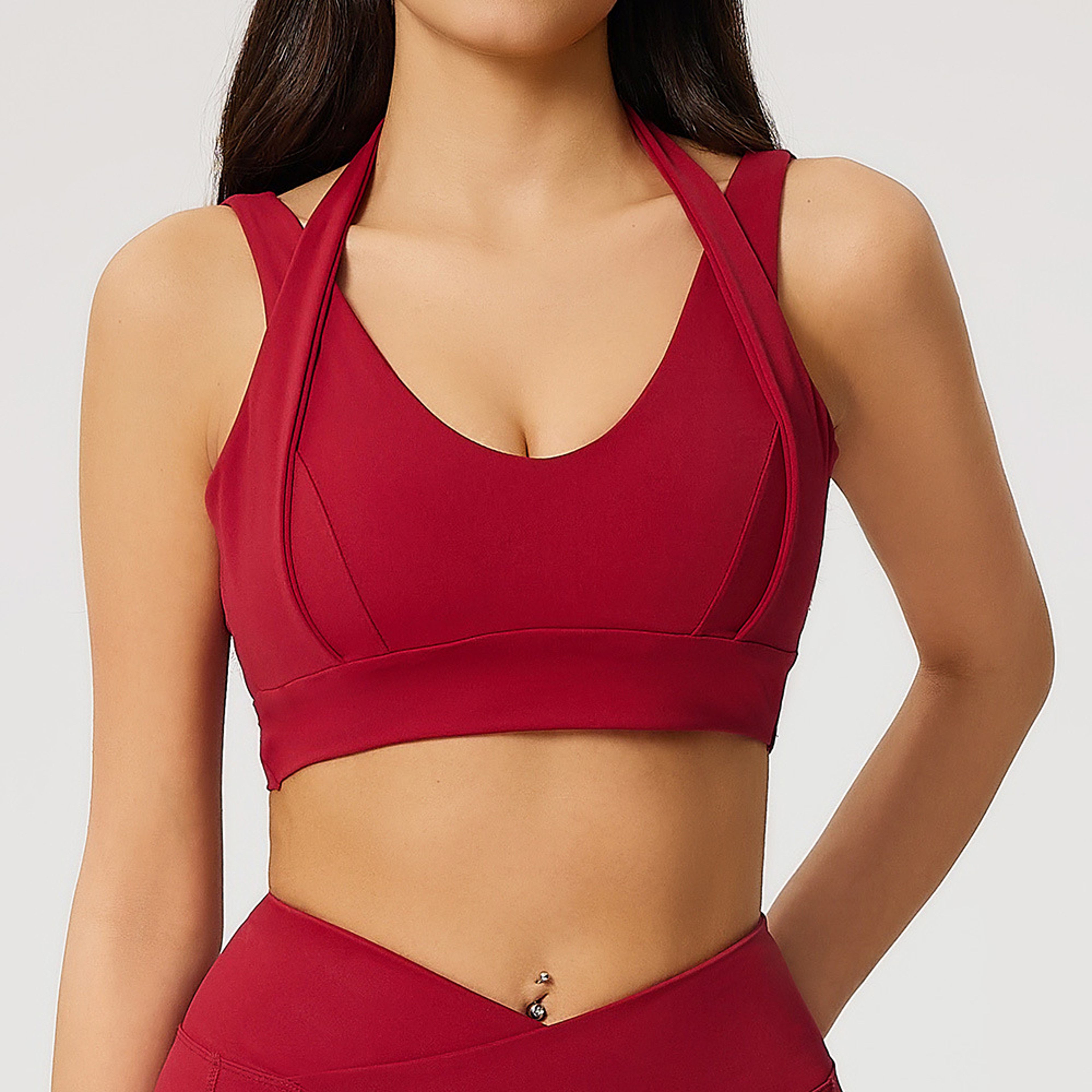 Womens Open Back Yoga Tank Top  Built In Support Activewear Fitness  Gym Workout Bra 0