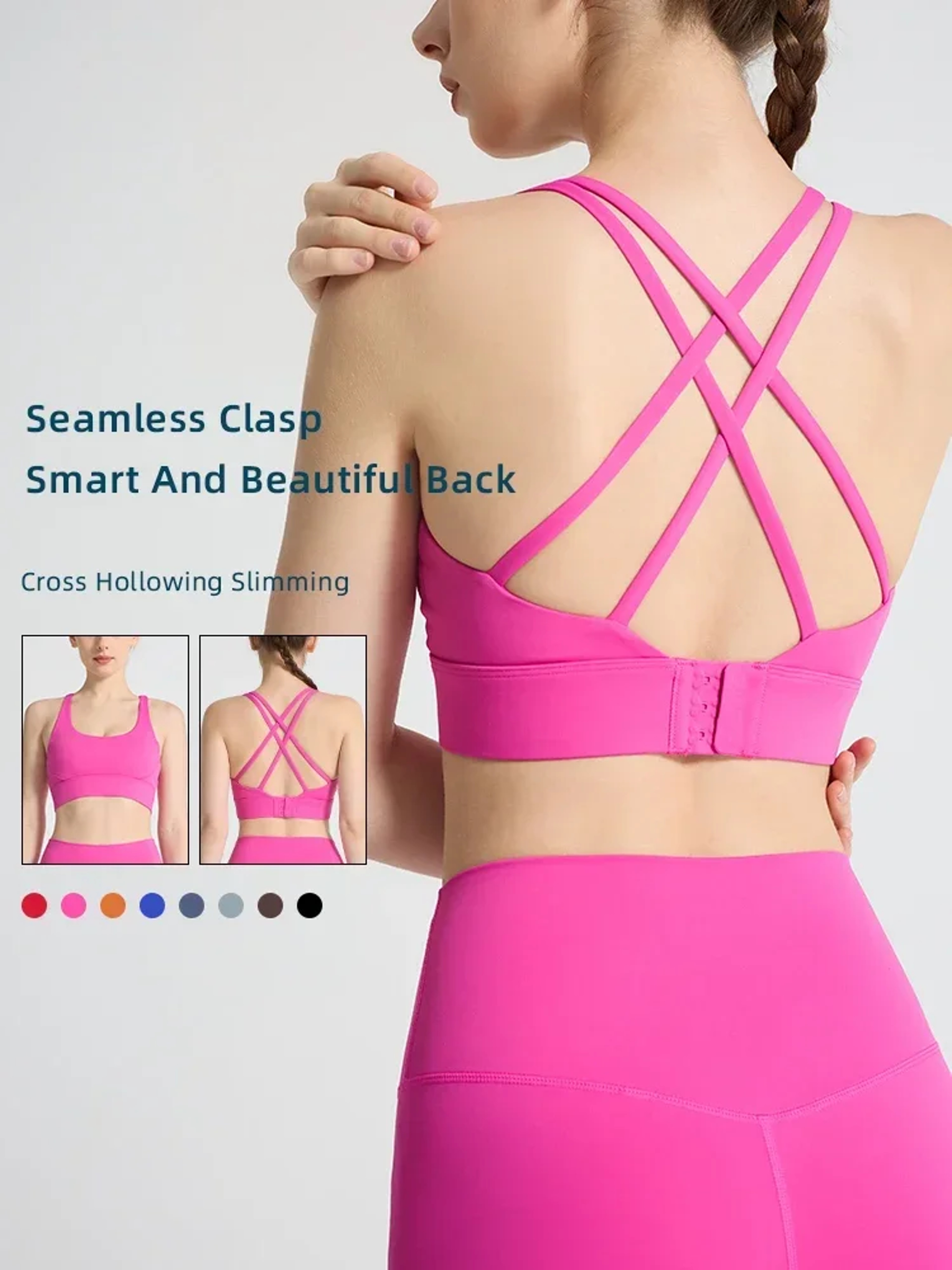 Premium Womens Cross Back Sports Bra – Breathable Fitness & Running Yoga Bra Support – view 3