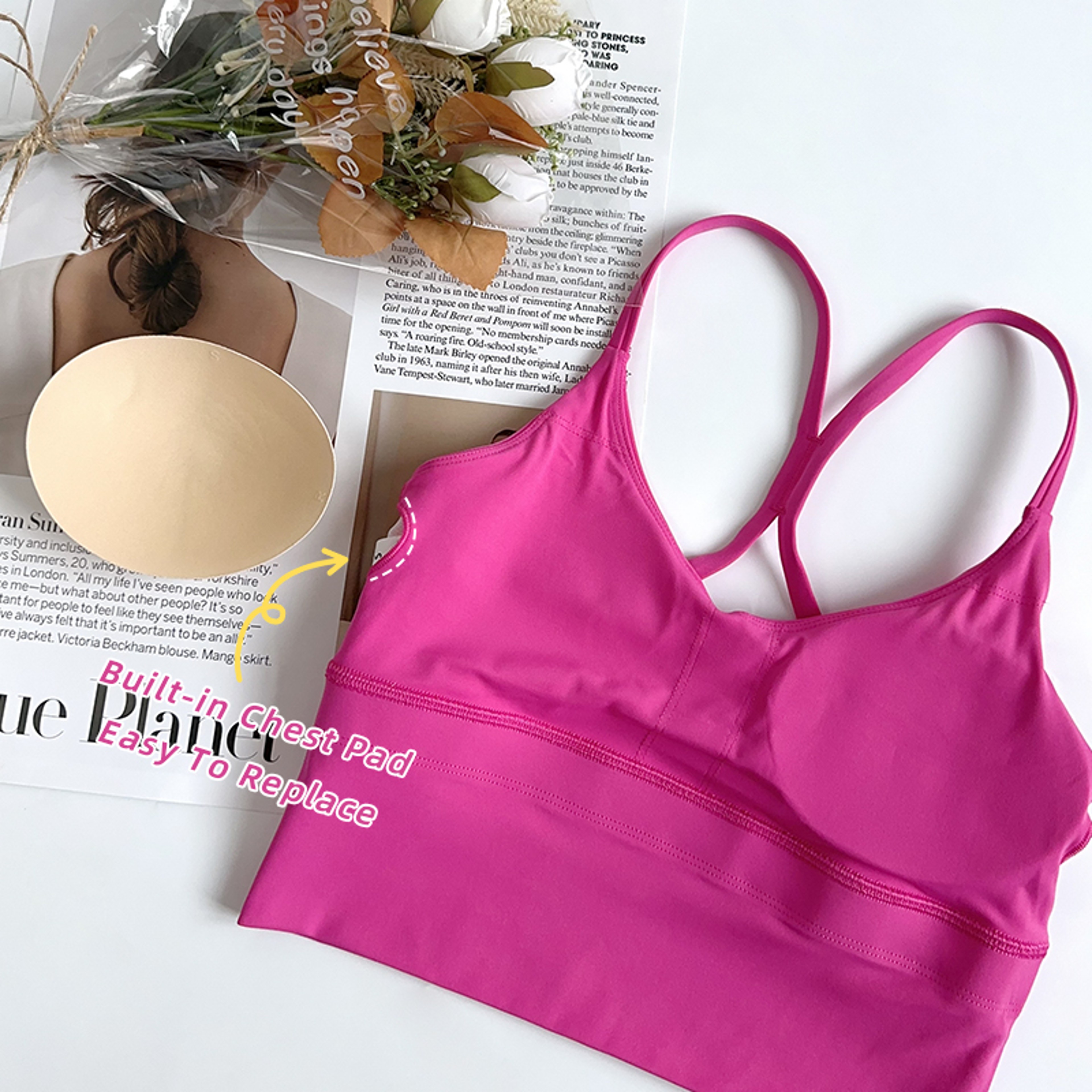Womens Cross Strap Yoga Bra Top Breathable Push Up Sports Crop – view 6