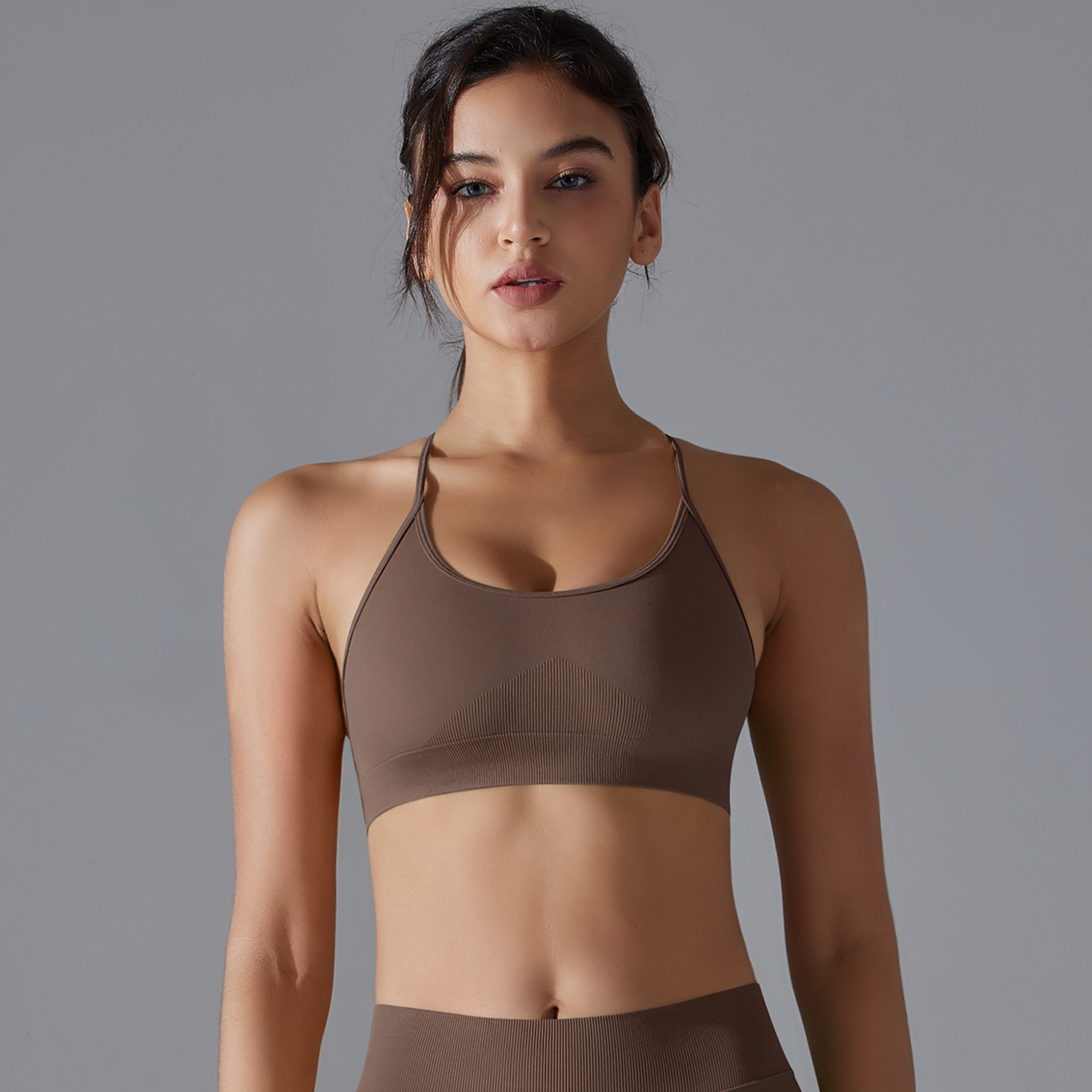 Women Cross Back Padded Workout Bra – Supportive Yoga Bra & Running Sports Bra for Gym Training – view 11