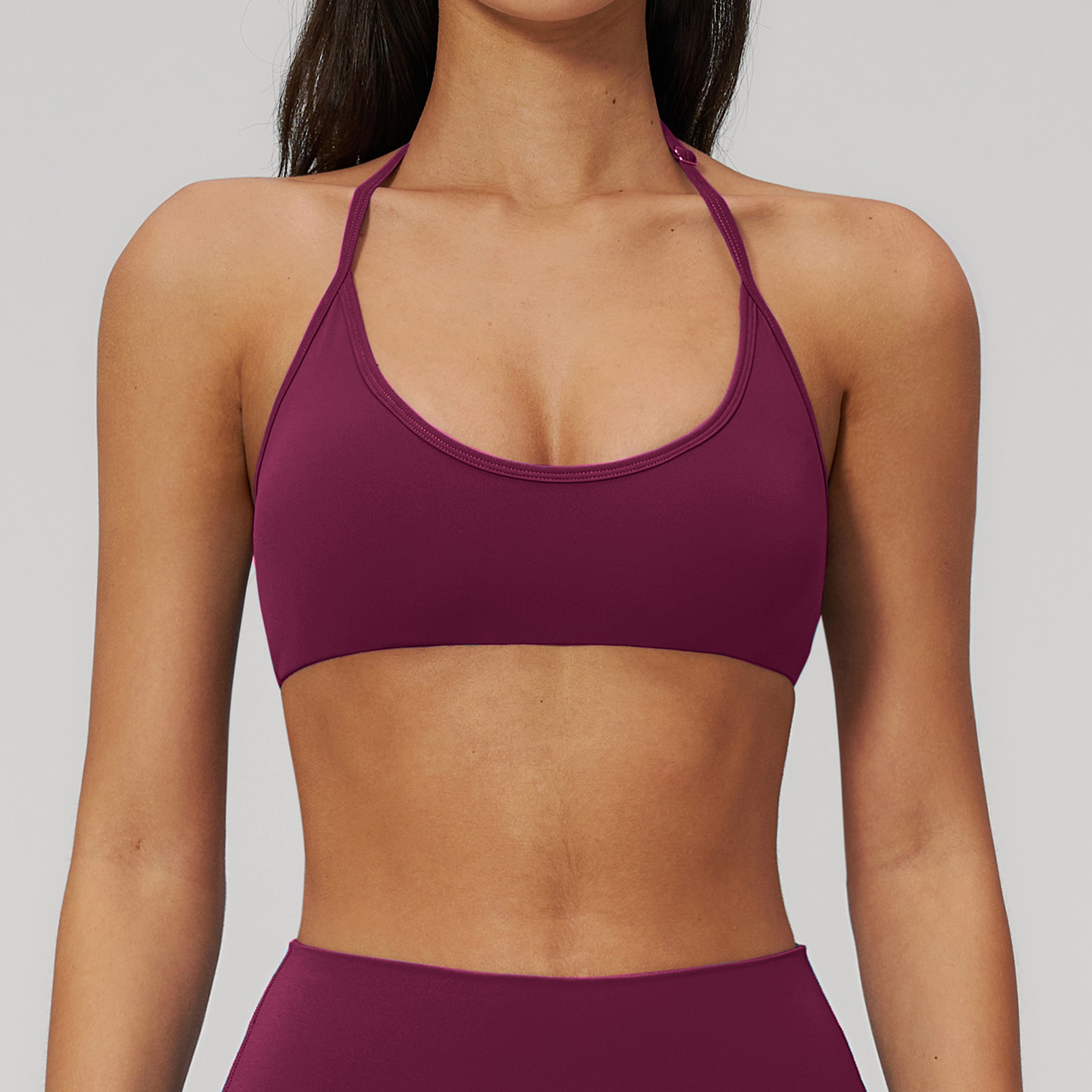 High Support Sports Bra with Halter Neck and Open Back Design – view 8