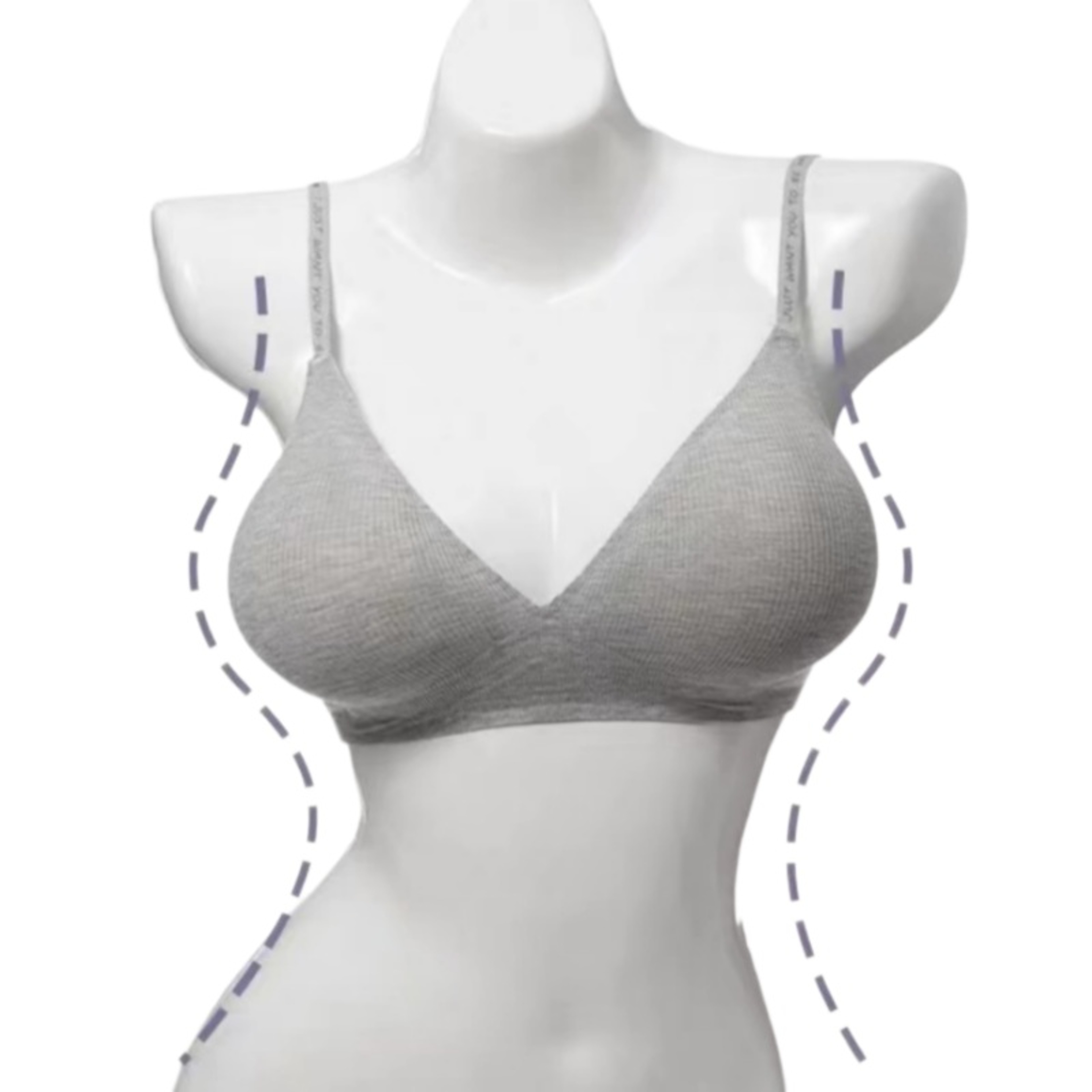 Ribbed Wireless Triangle Cup Bralette with Adjustable Letter Straps – view 6
