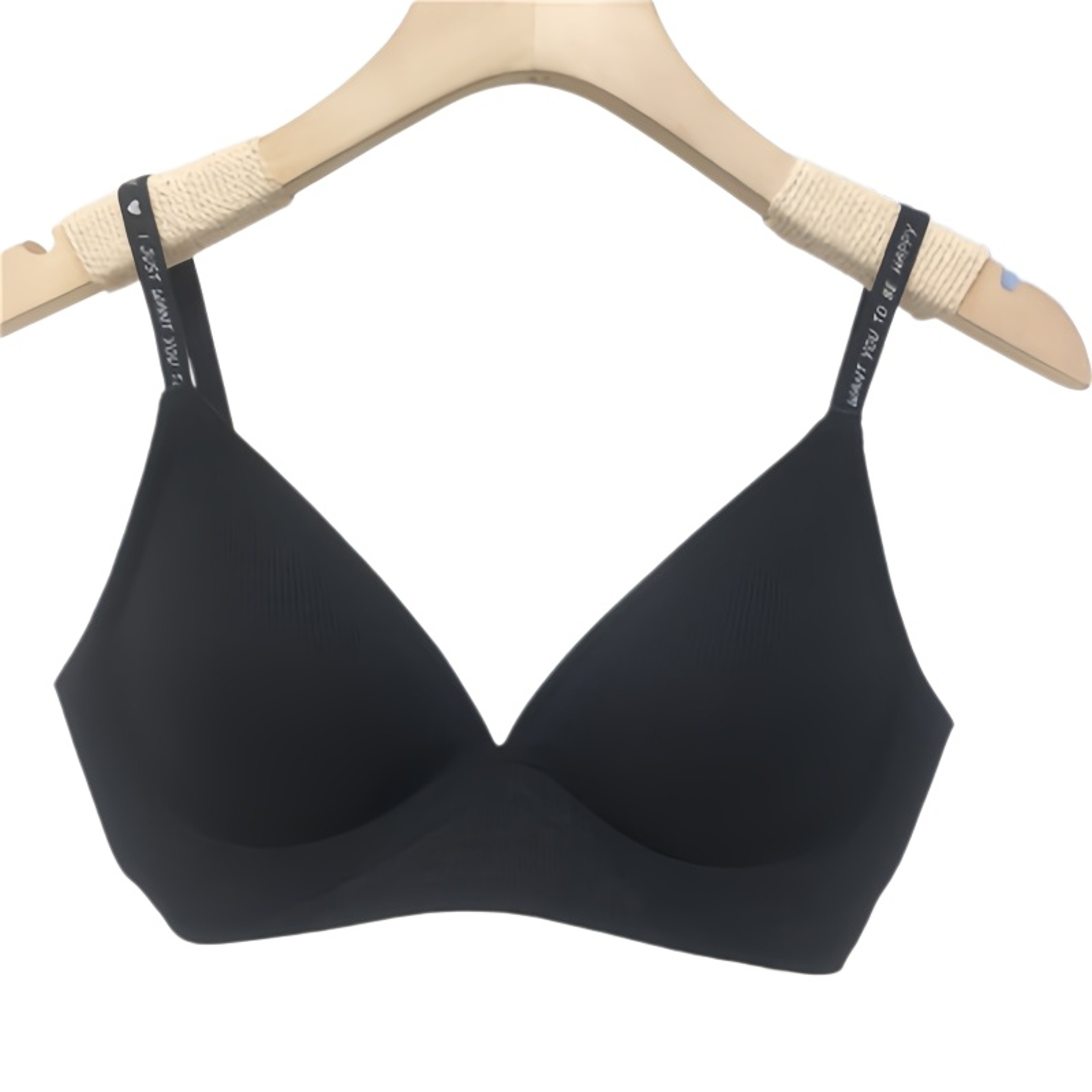 Ribbed Wireless Triangle Cup Bralette with Adjustable Letter Straps – view 10