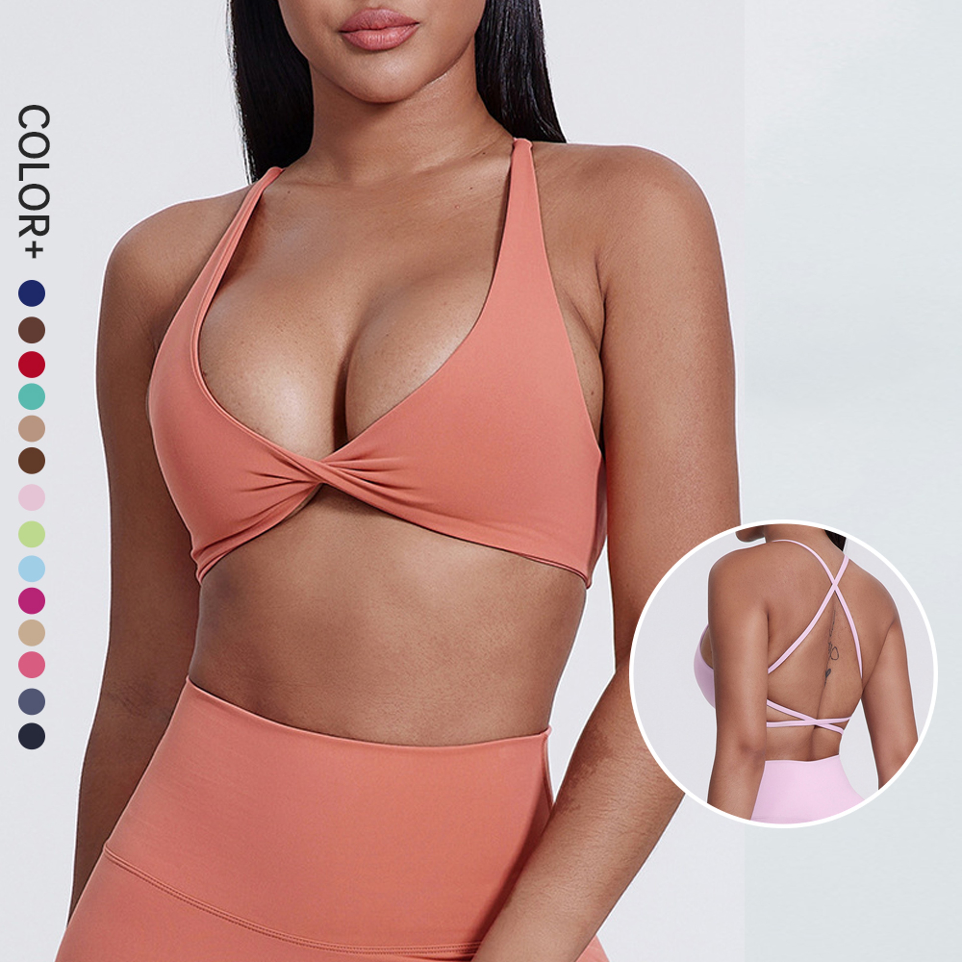 Backless Front Twist Low Support Sports Bra for Yoga and Light Training – view 2