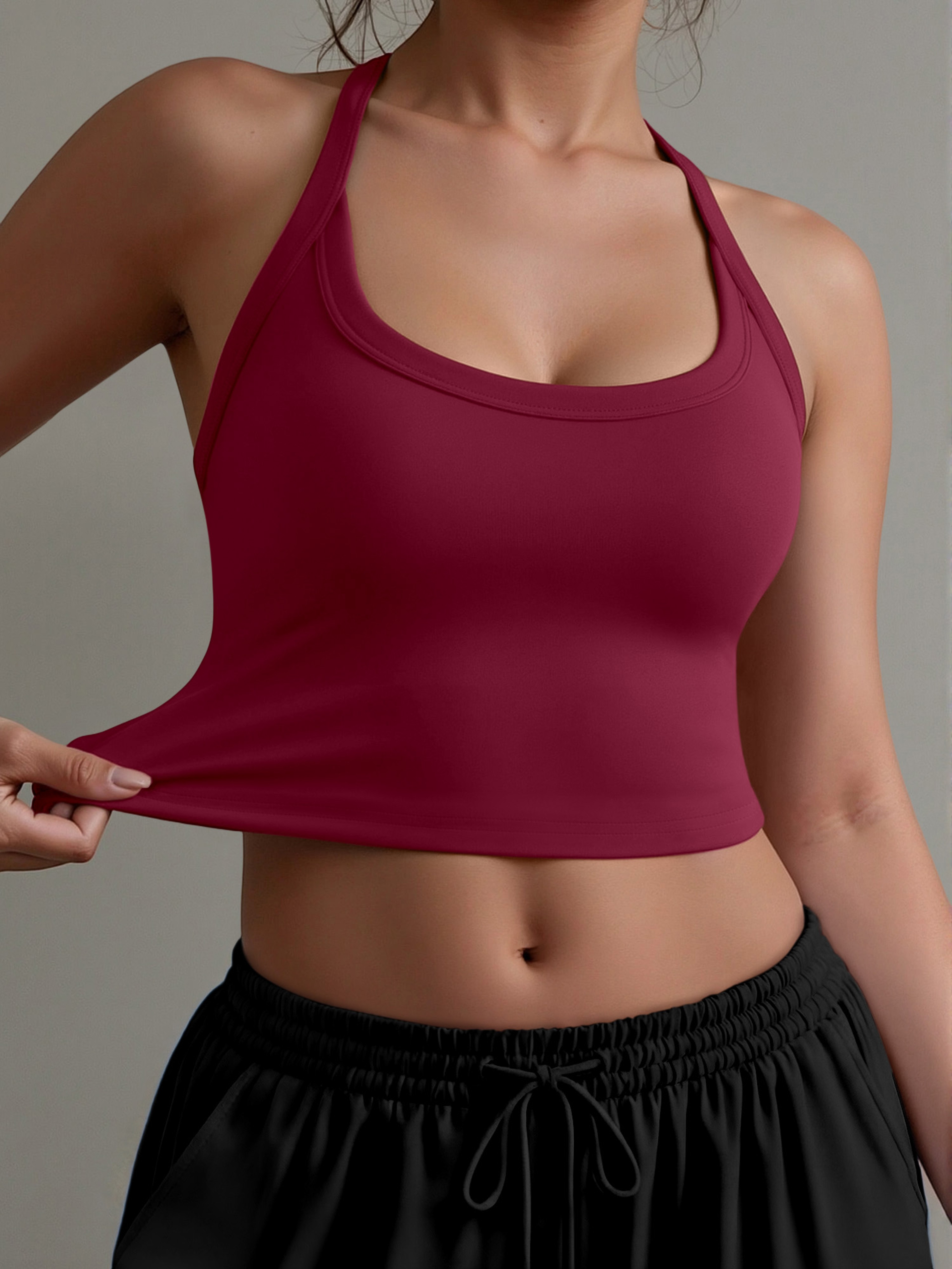Women Halter Neck Crop Top Backless Sleeveless Summer Yoga Streetwear Top – view 3