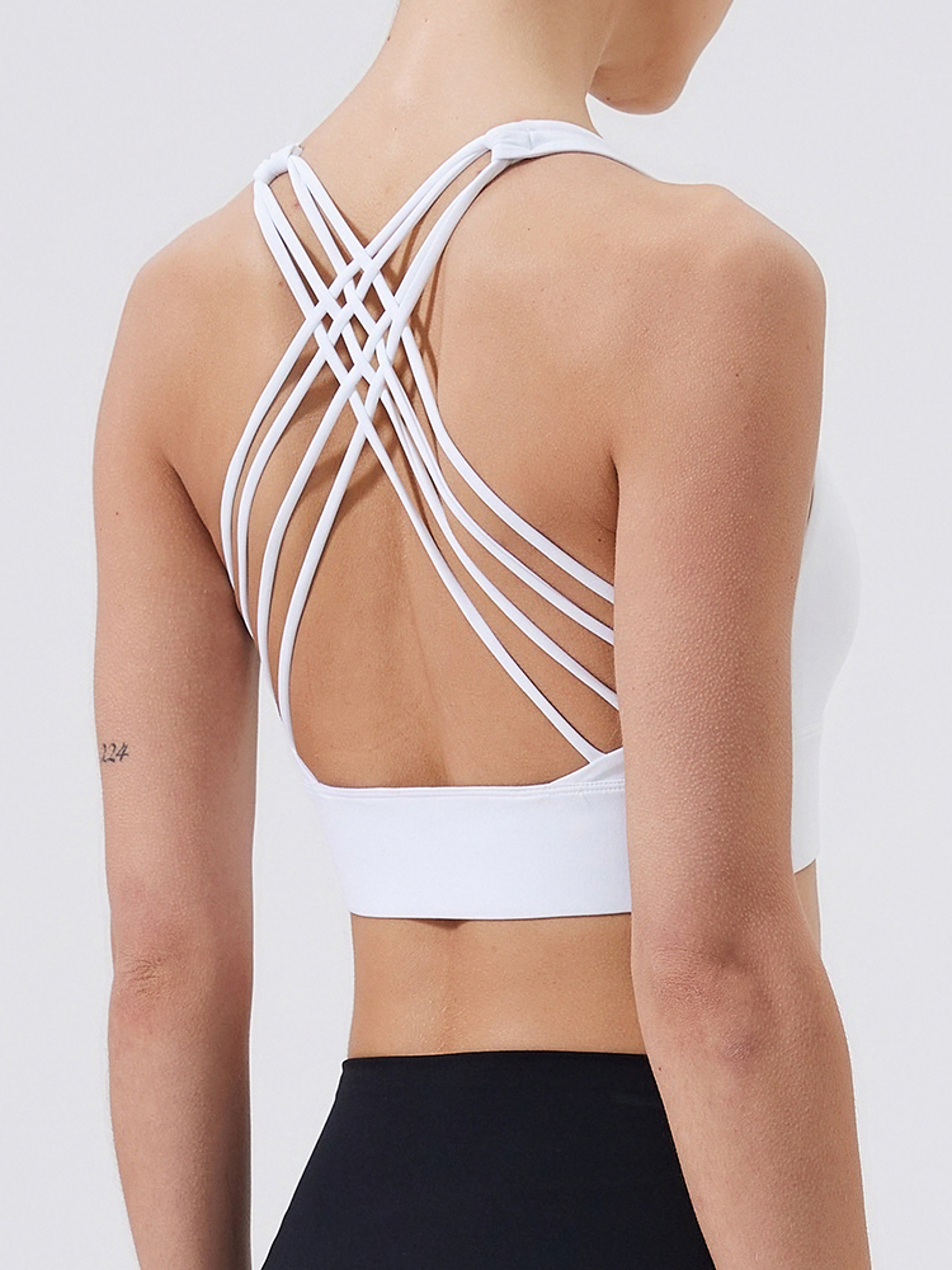 Womens Strappy Back Sports Bra Yoga Top For Gym And Running 3