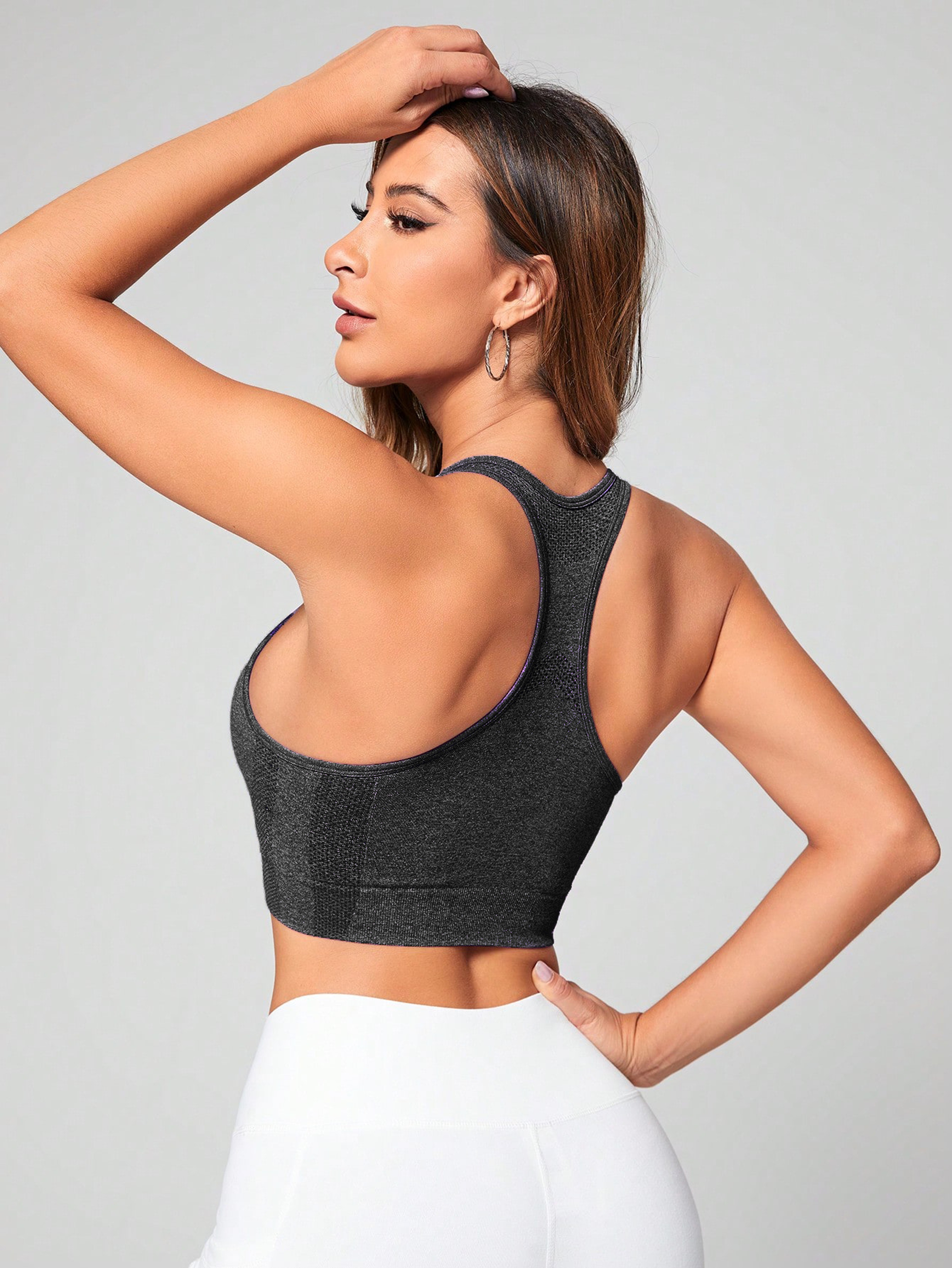 Seamless Sports Bra Racerback Quick Dry Yoga Crop Top – view 1