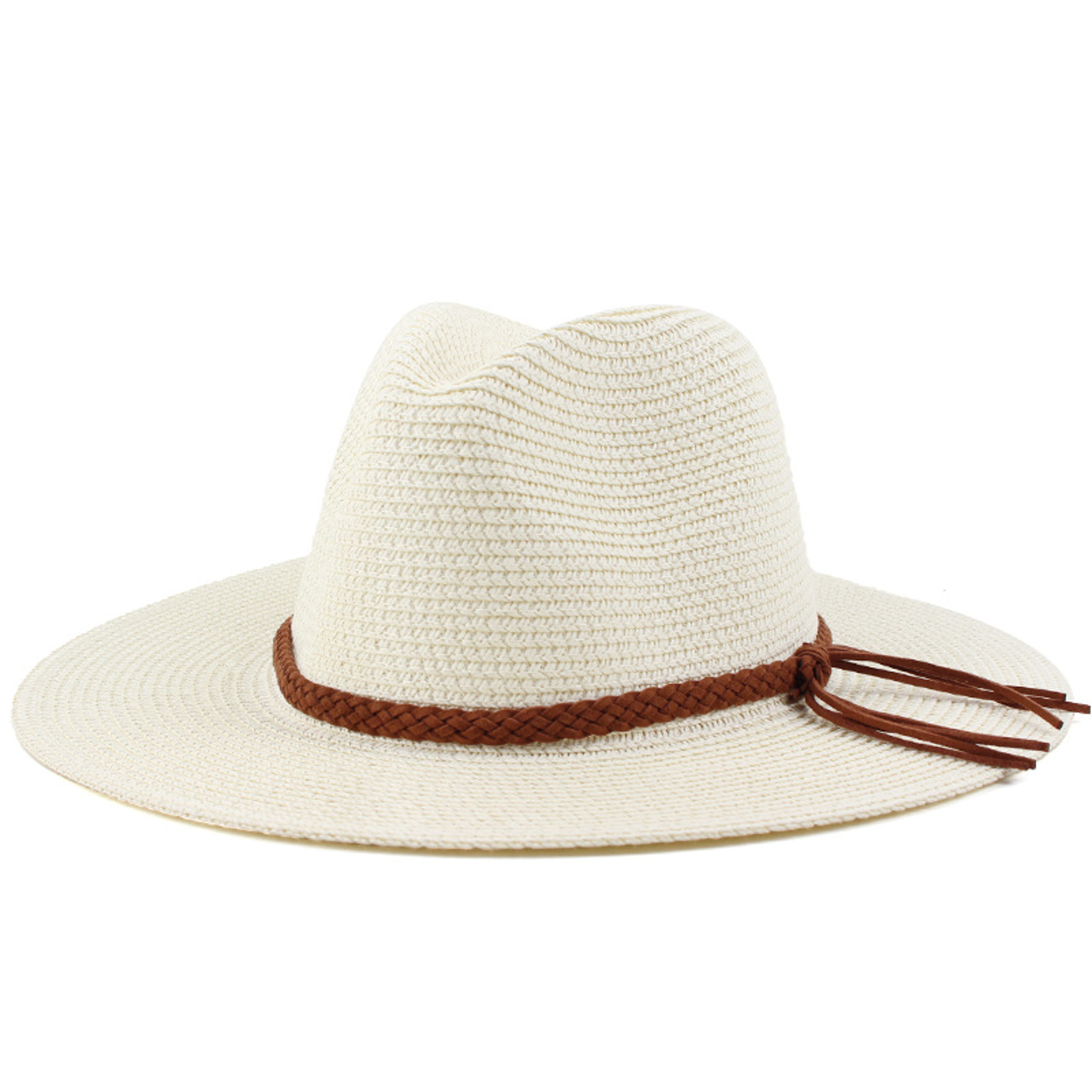 Womens UPF Wide Brim Straw Sun Hat Foldable Beach Travel Fedora – view 10