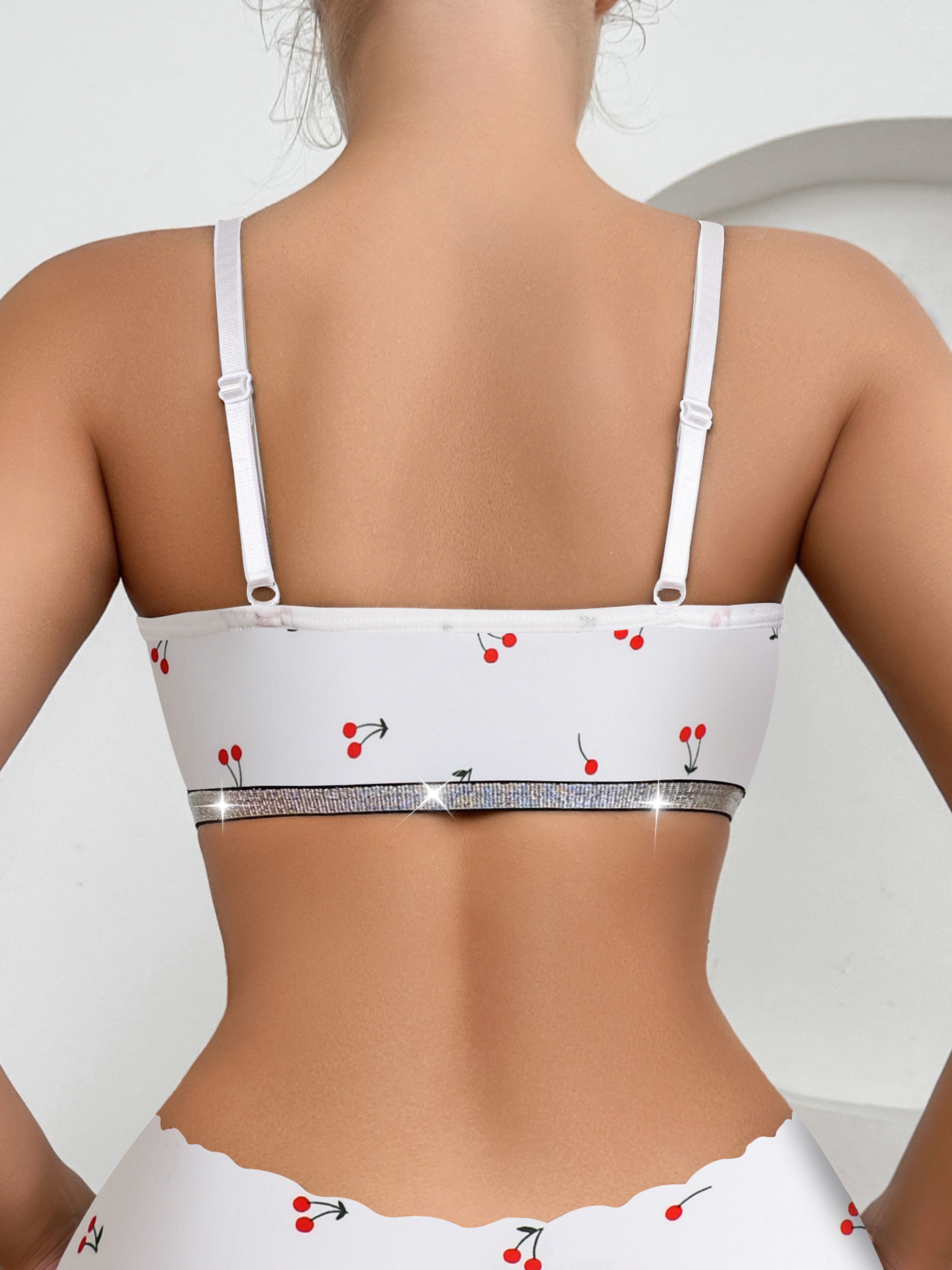 Cherry Print Front Closure Wireless Comfort Bralette 1
