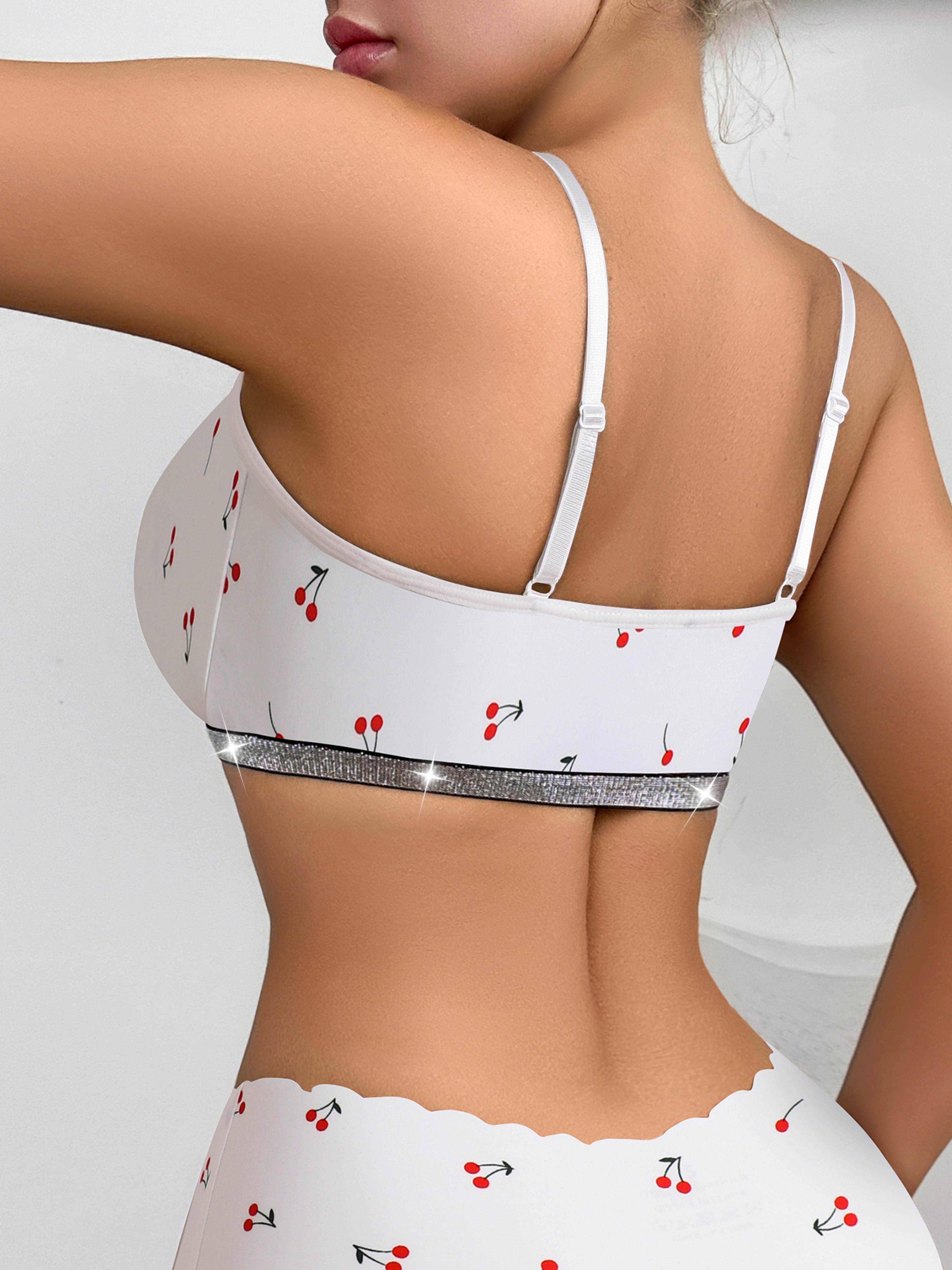 Cherry Print Front Closure Wireless Comfort Bralette 2