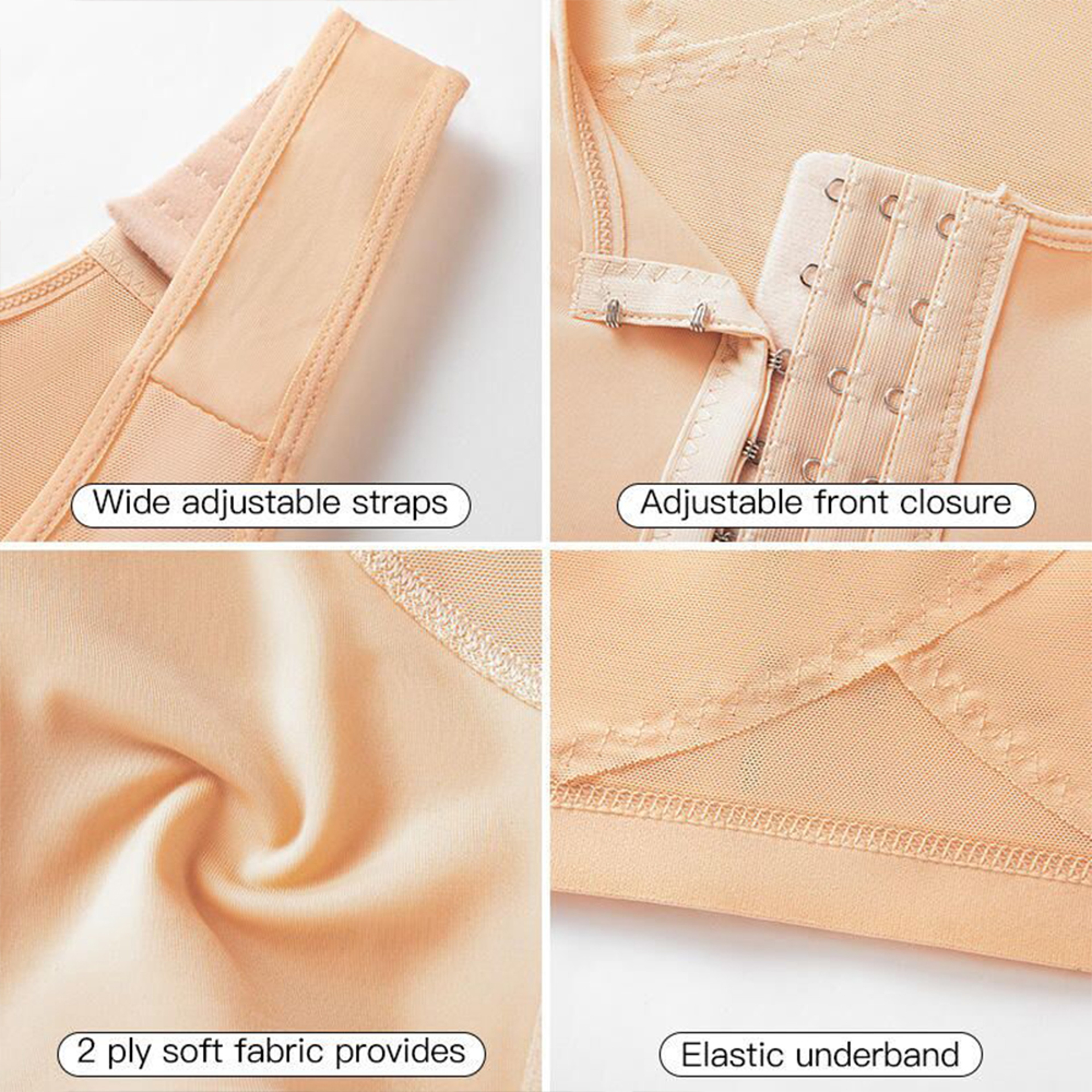 ComfortFit Post Surgery Bra Front Closure Wireless Compression Support 3