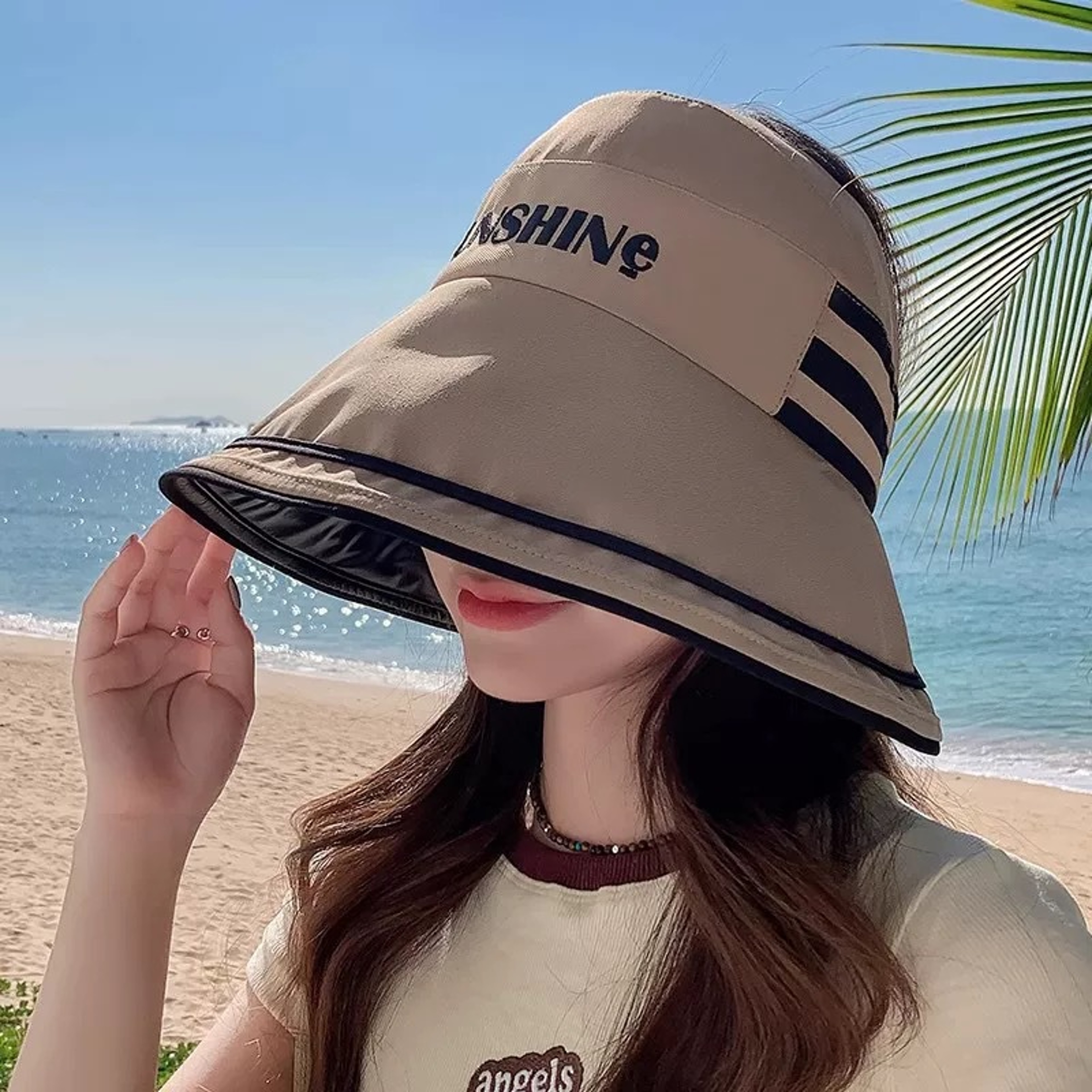 Womens Wide Brim UV Sun Hat With Breathable Face Cover For Beach And Outdoor Wear 3
