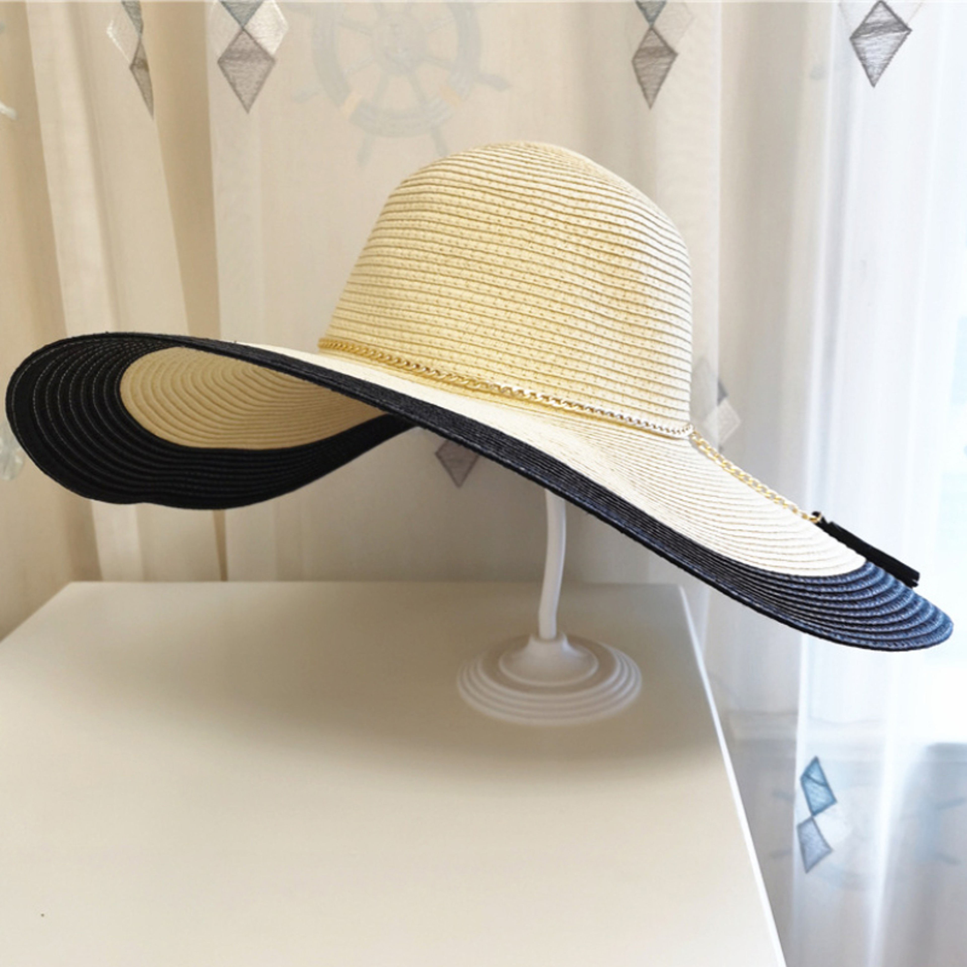 Womens Wide Brim Packable Straw Beach Hat with UV Sun Protection – view 3