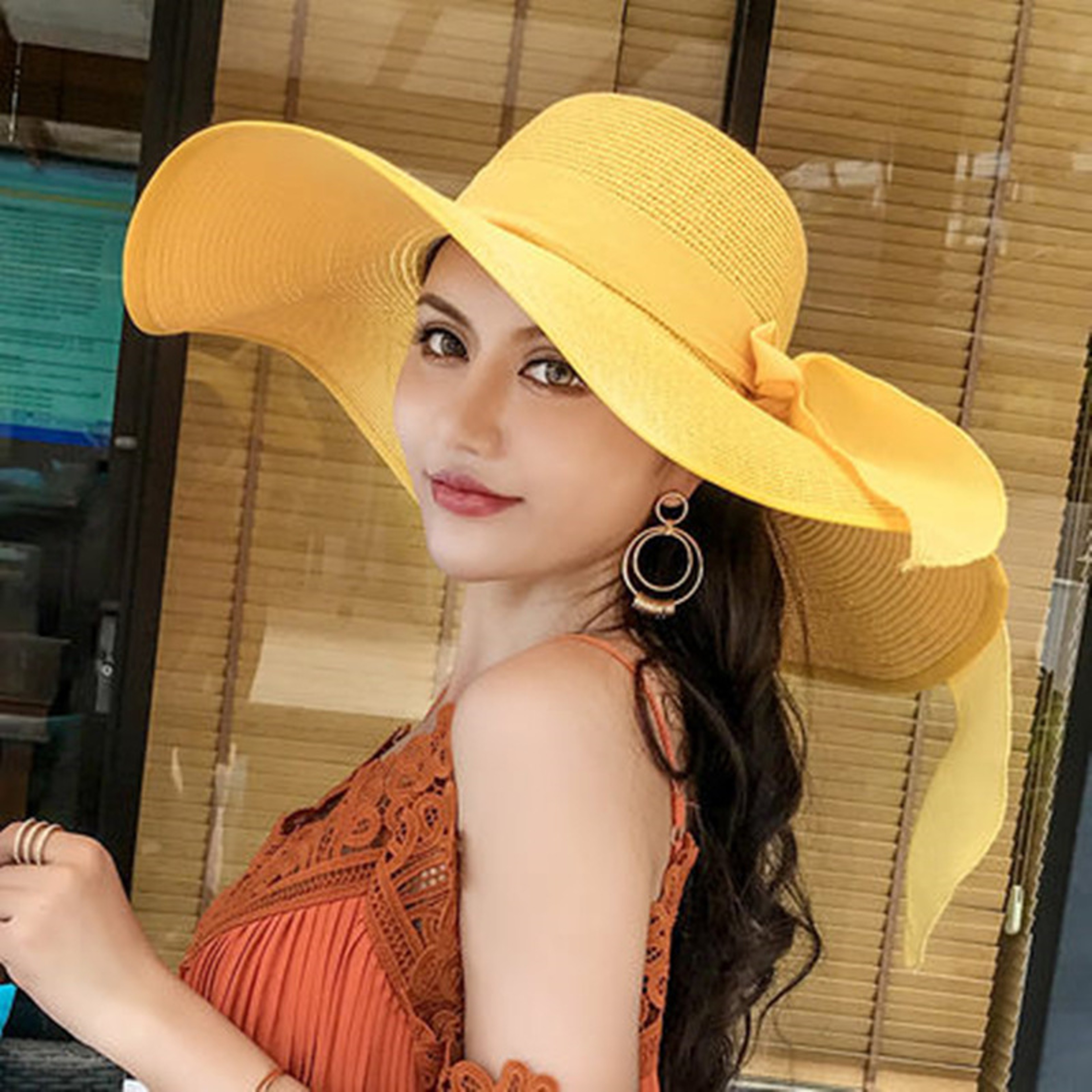 Womens Wide Brim Straw Sun Hat Foldable UV Protection Beach Hat – view 7