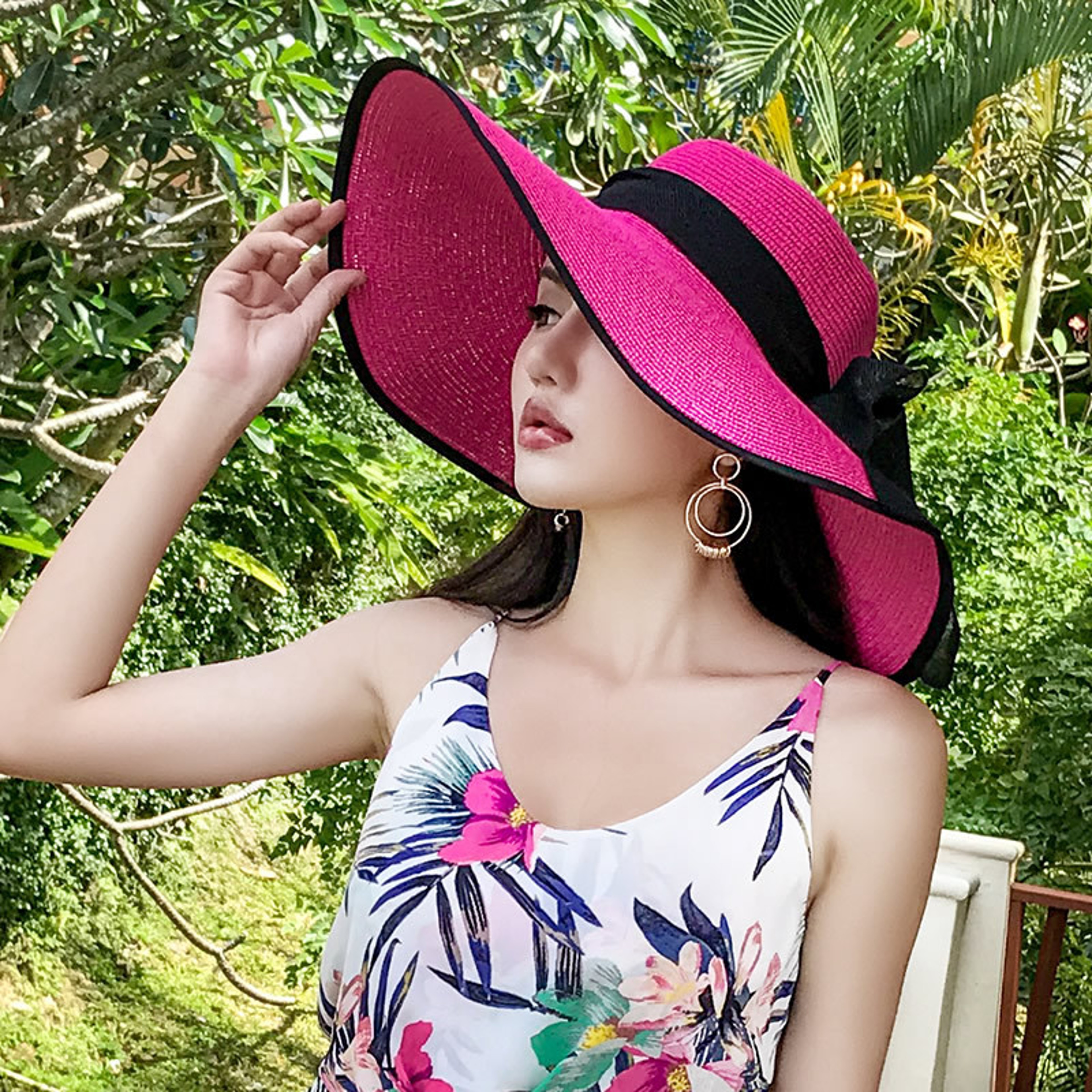 Womens Wide Brim Straw Sun Hat Foldable UV Protection Beach Hat – view 8