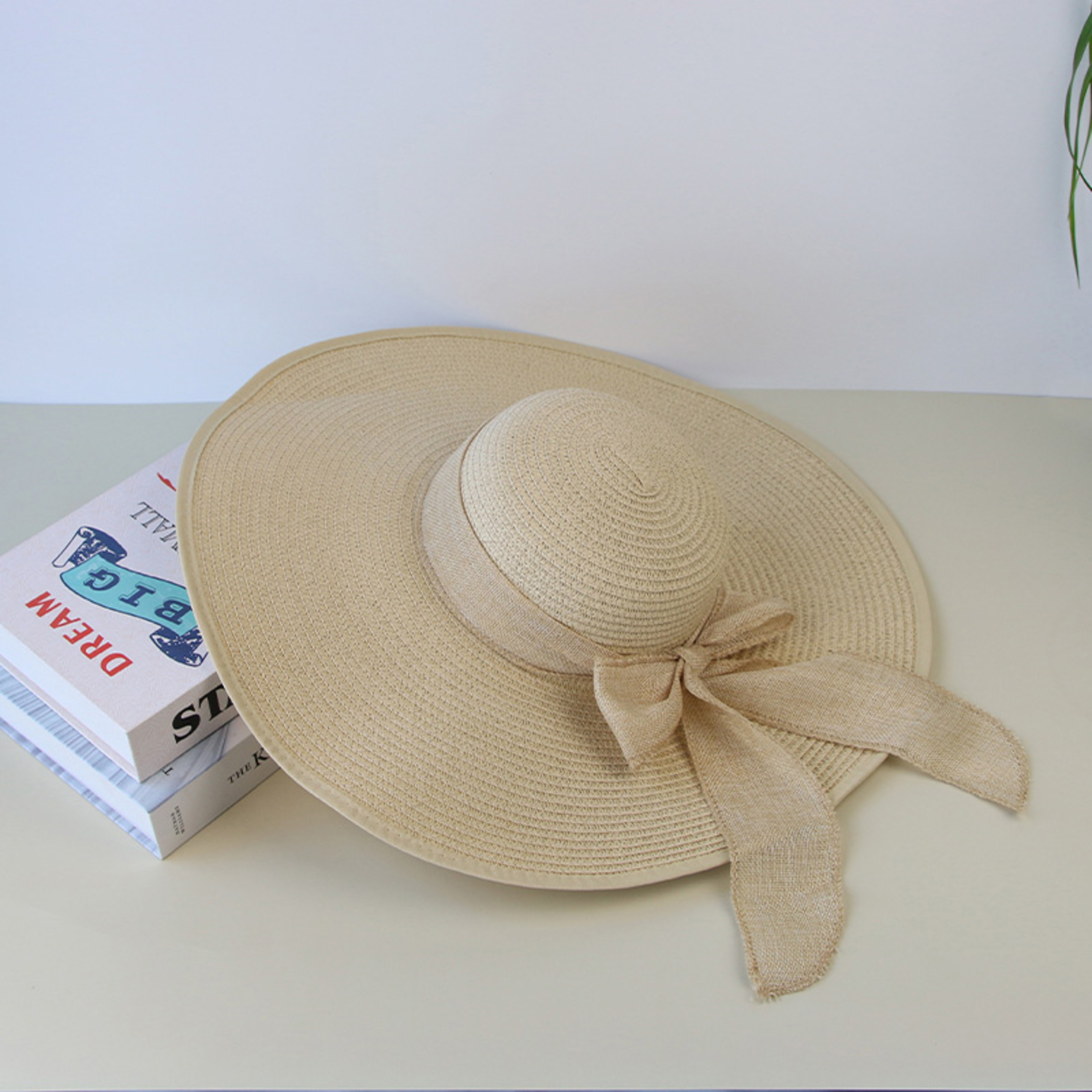Womens Straw Sun Hat Wide Brim Foldable Bow Beach Vacation Hat – view 11
