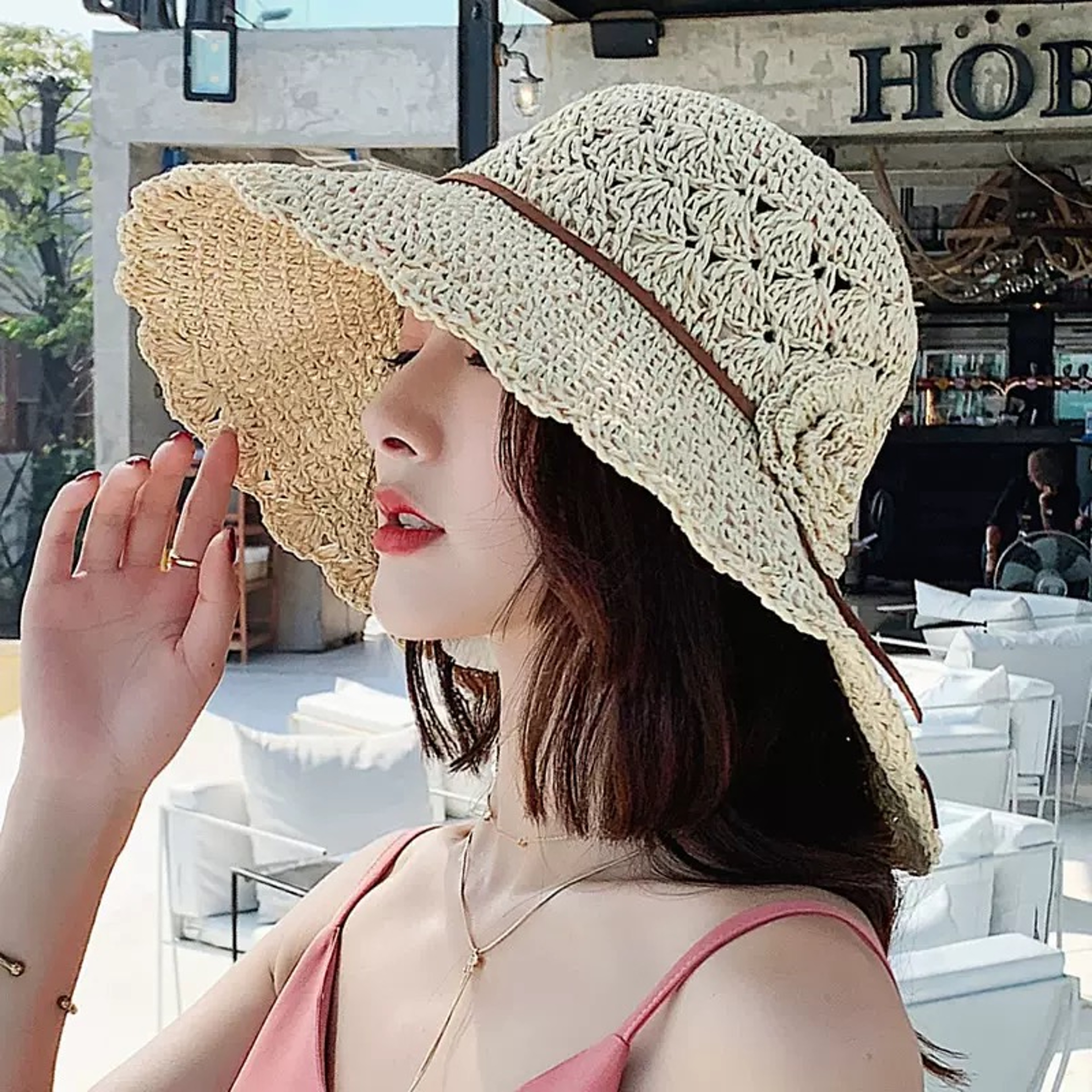 Womens Straw Sun Hat Wide Brim Foldable Beach Hat for Summer Travel – view 4