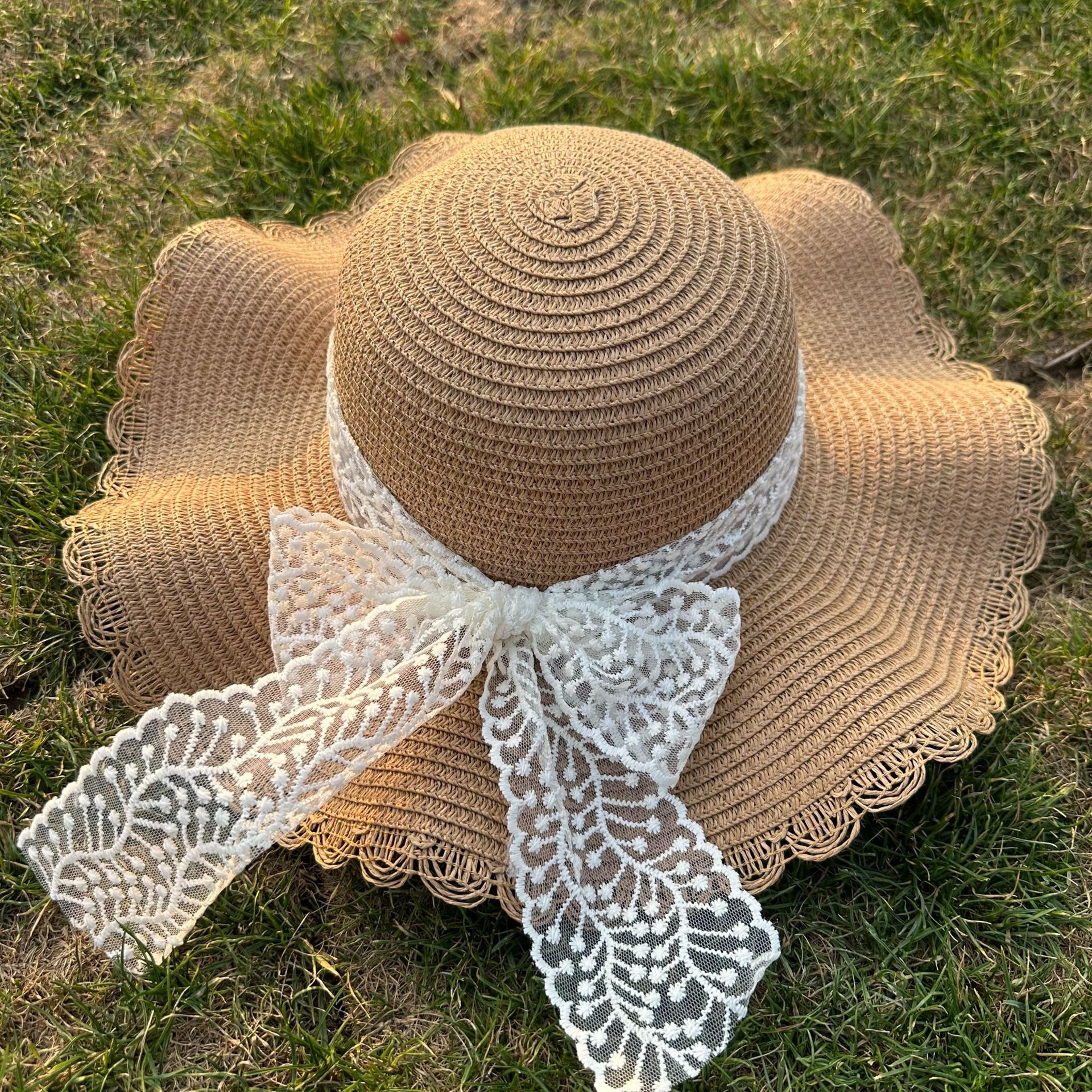 Womens Wide Brim Straw Sun Hat with Bow for Beach Vacations – view 5