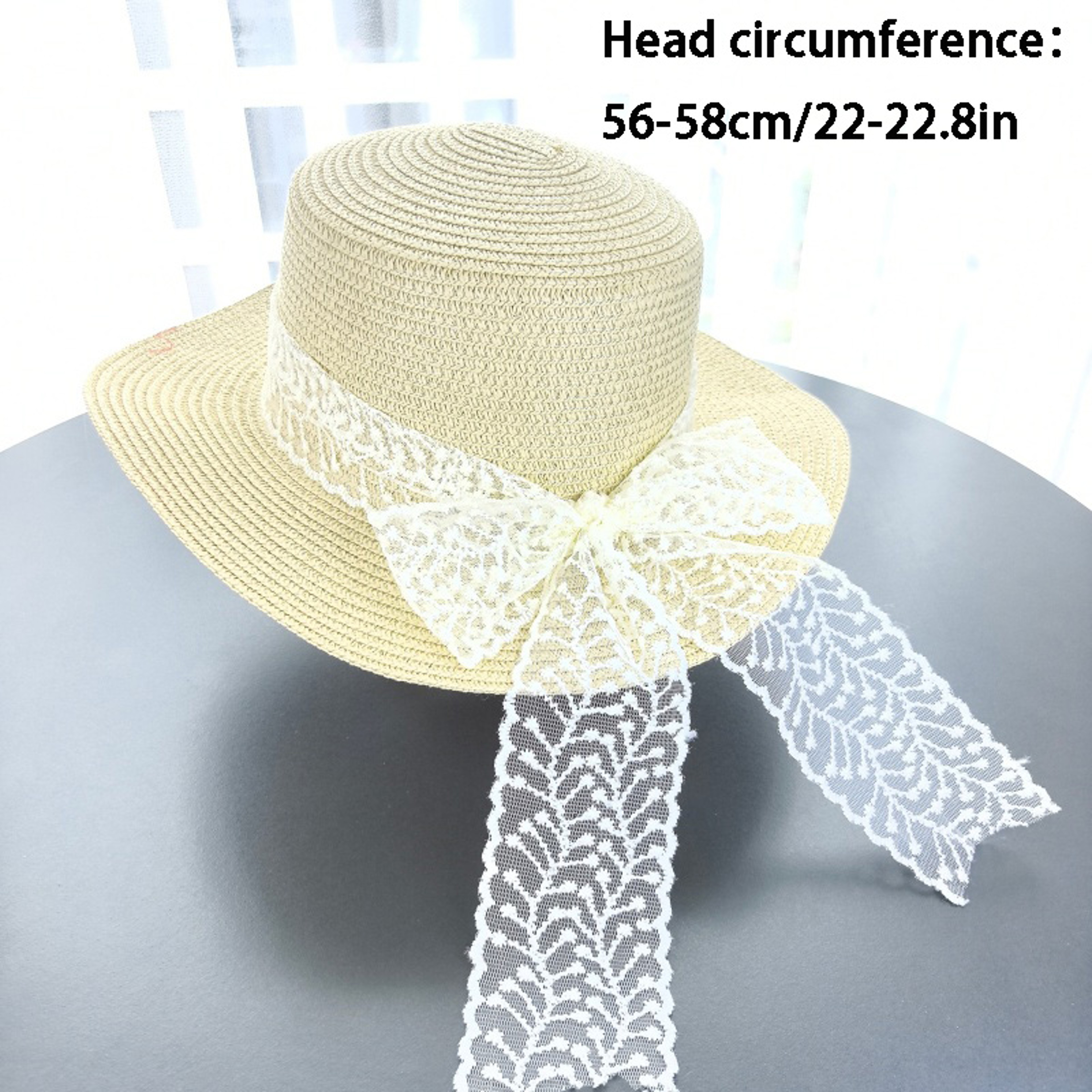 Womens Wide Brim Straw Beach Hat with Bow – view 5