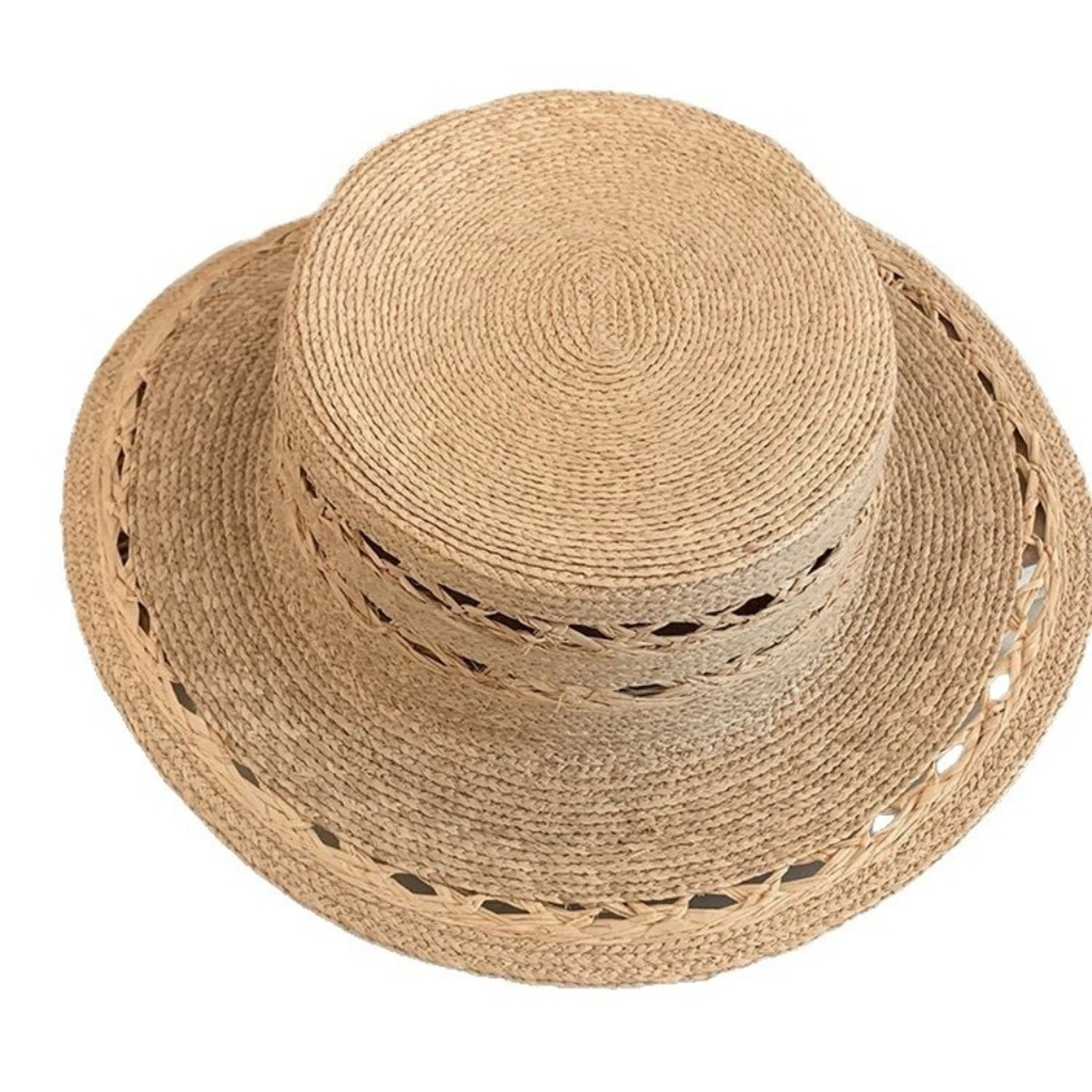 Handwoven Straw Sun Hat Breathable Panama Bucket Hat For Summer Travel 1