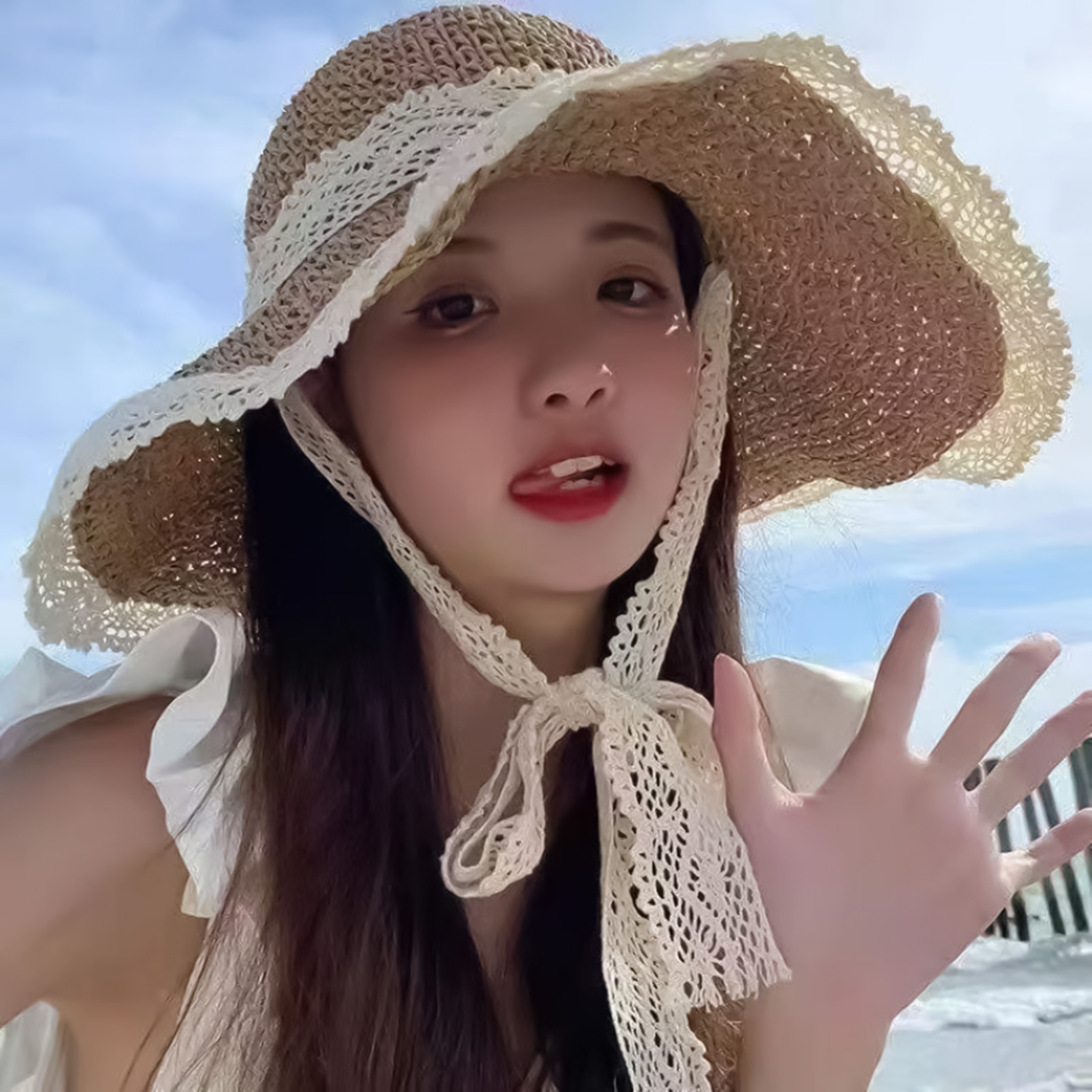 Womens Sun Hat Foldable Straw Hat Wide Brim Beach Hat For Travel 6