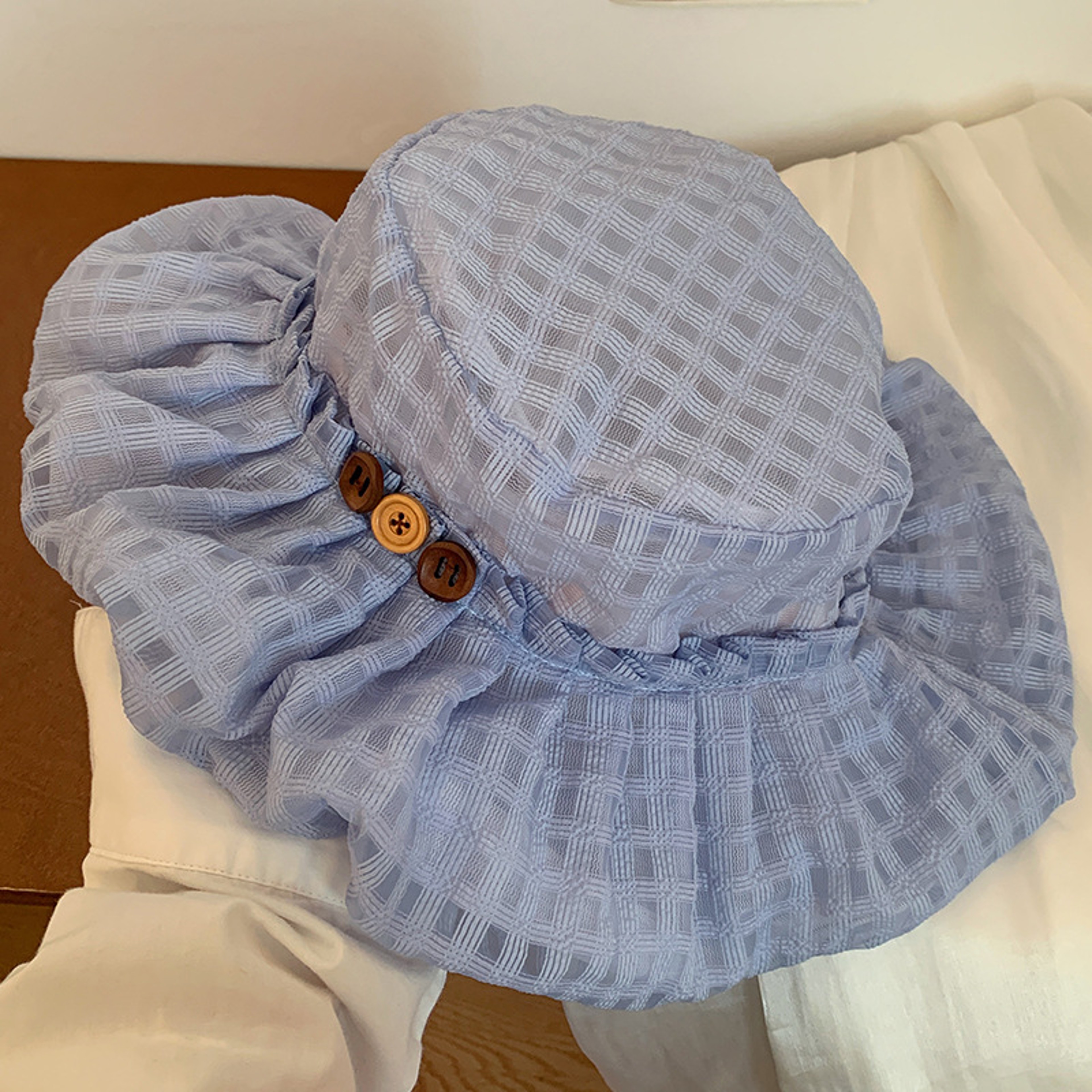 Korean Style Checkered Women Sun Hat Breathable Beach Fisherman Cap 3