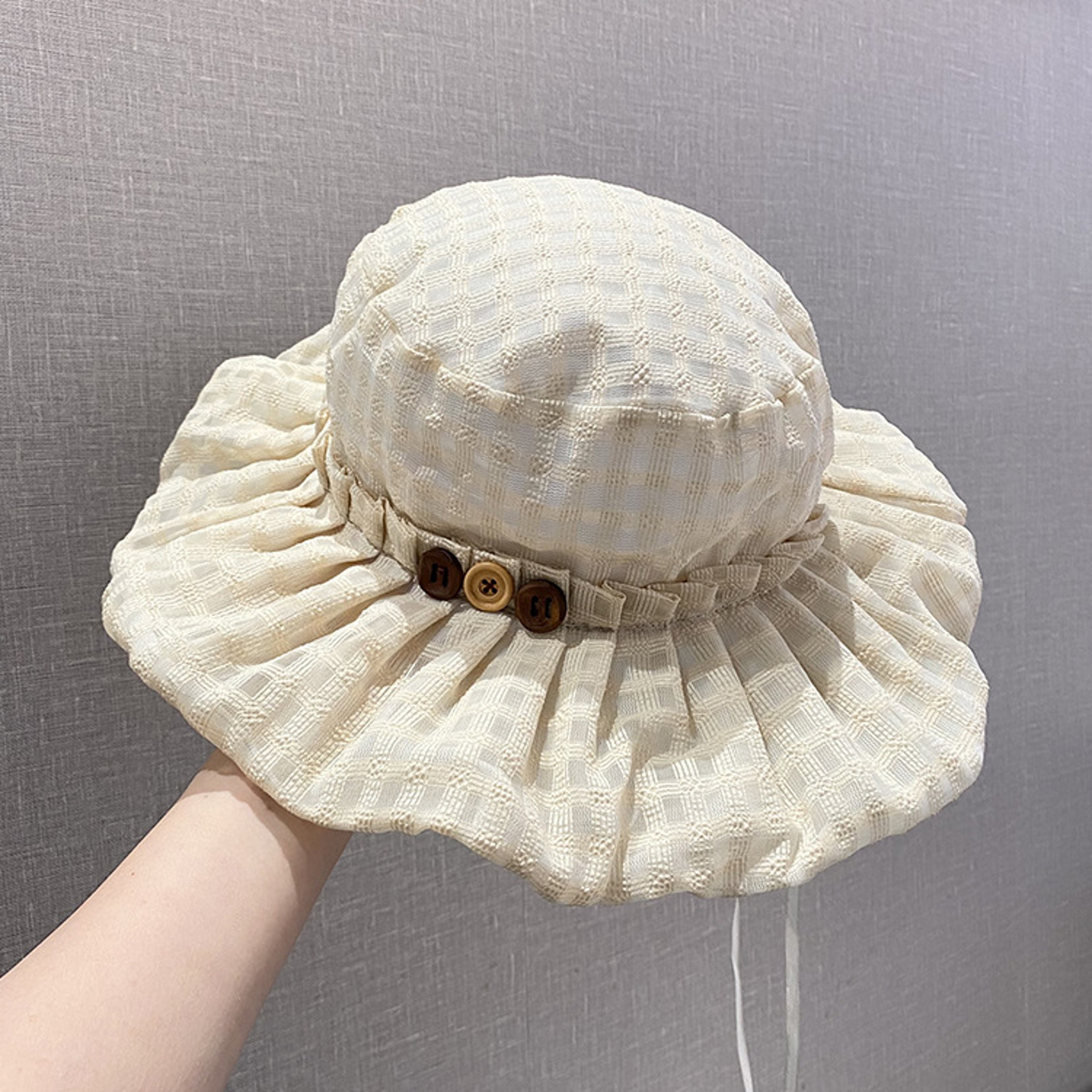 Korean Style Checkered Women Sun Hat Breathable Beach Fisherman Cap 5