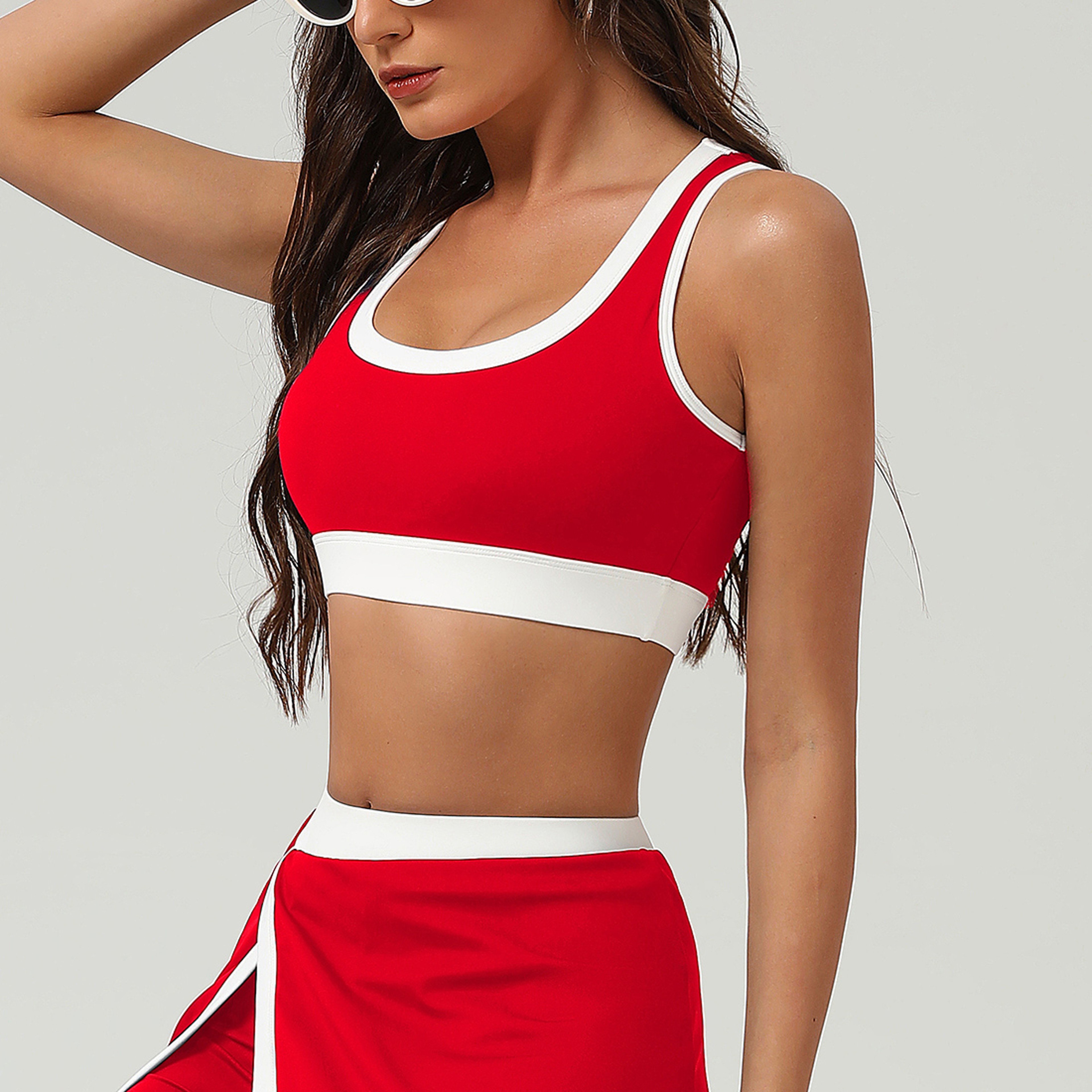 Contrast Color Padded Sports Bra For Yoga And Gym Training 2