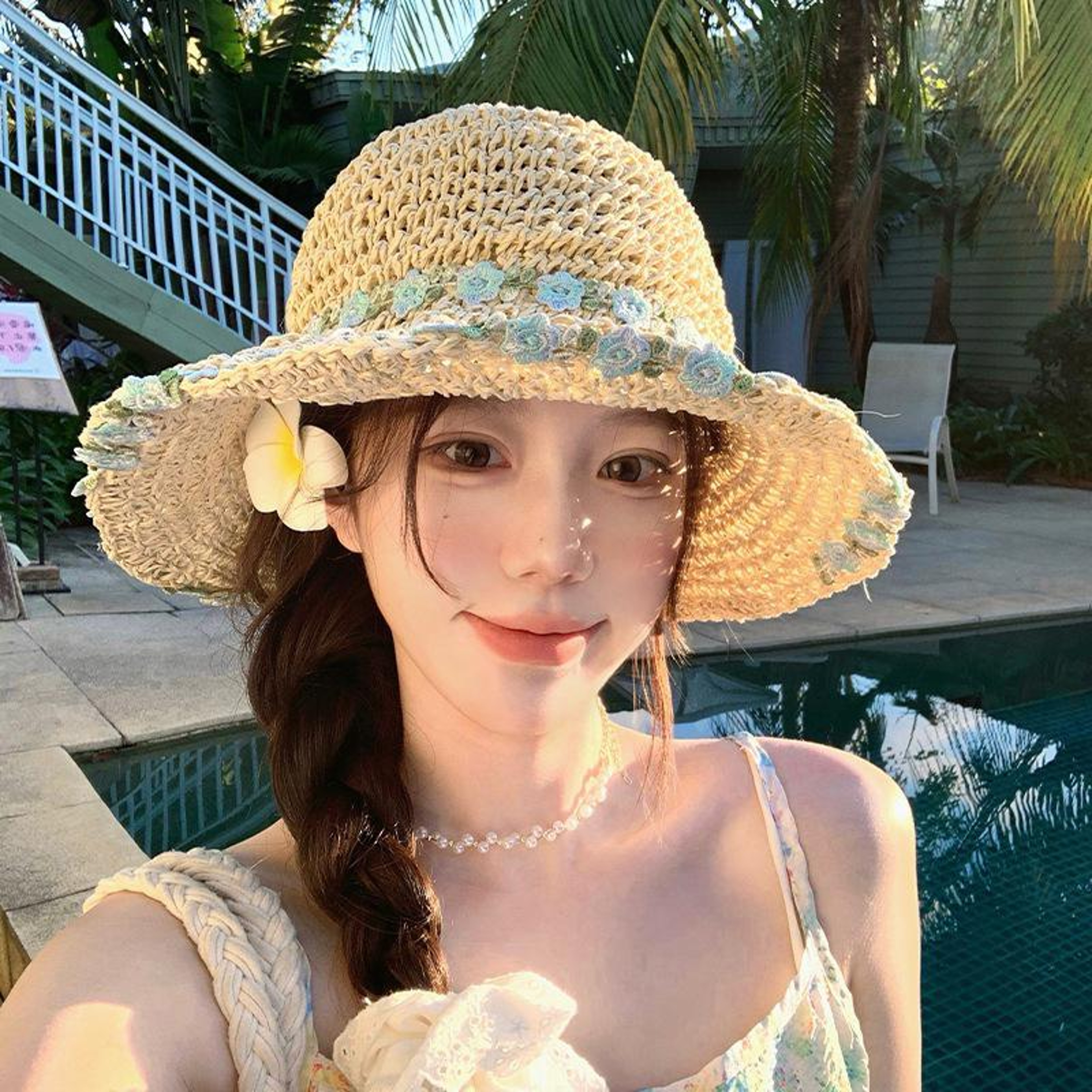 Womens Foldable Wide Brim Straw Sun Hat – UV Protection Beach & Travel Hat – view 7