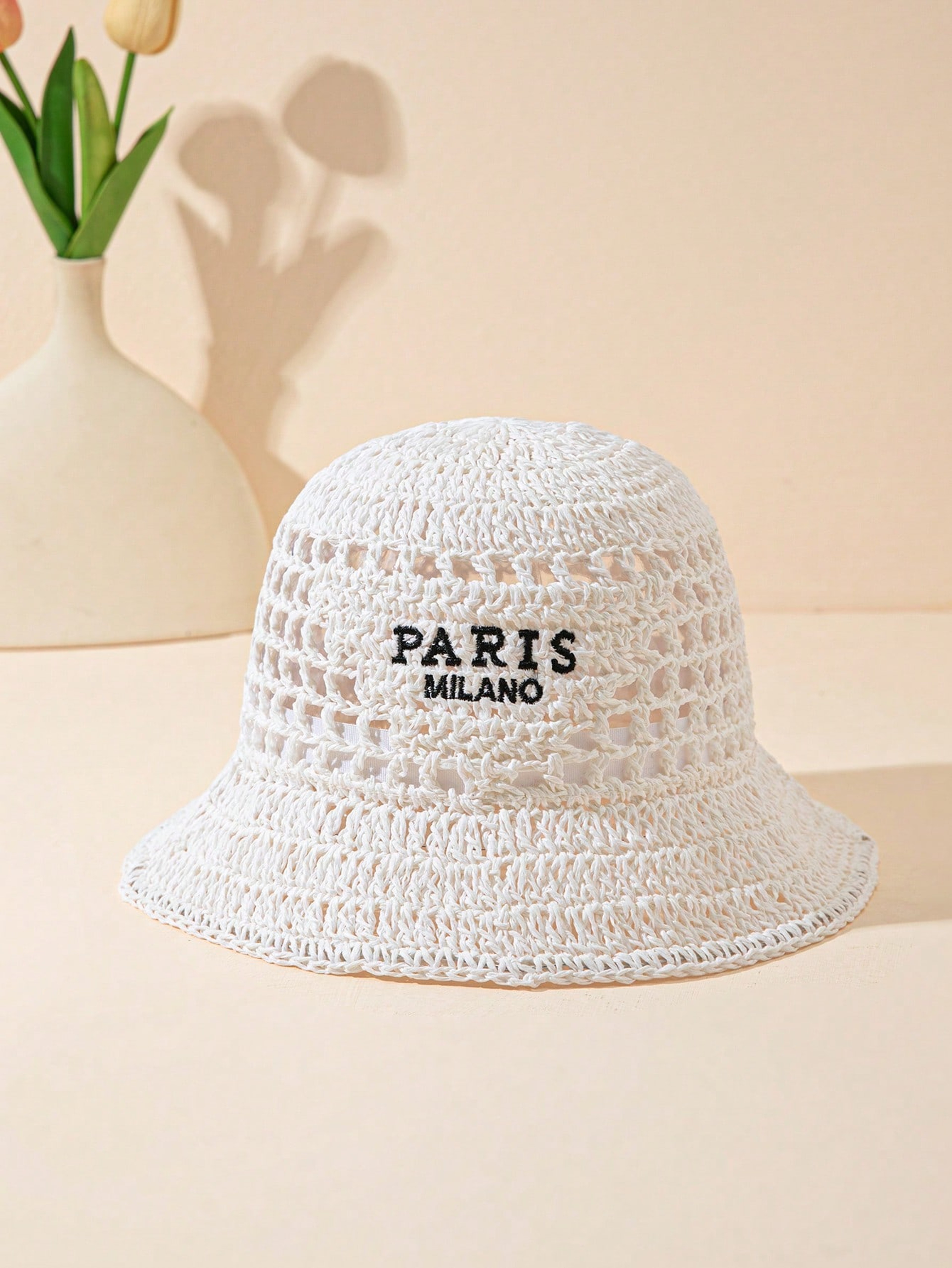 Bohemian Crochet Straw Sun Hat For Women Embroidered Beach Resort Hat 2