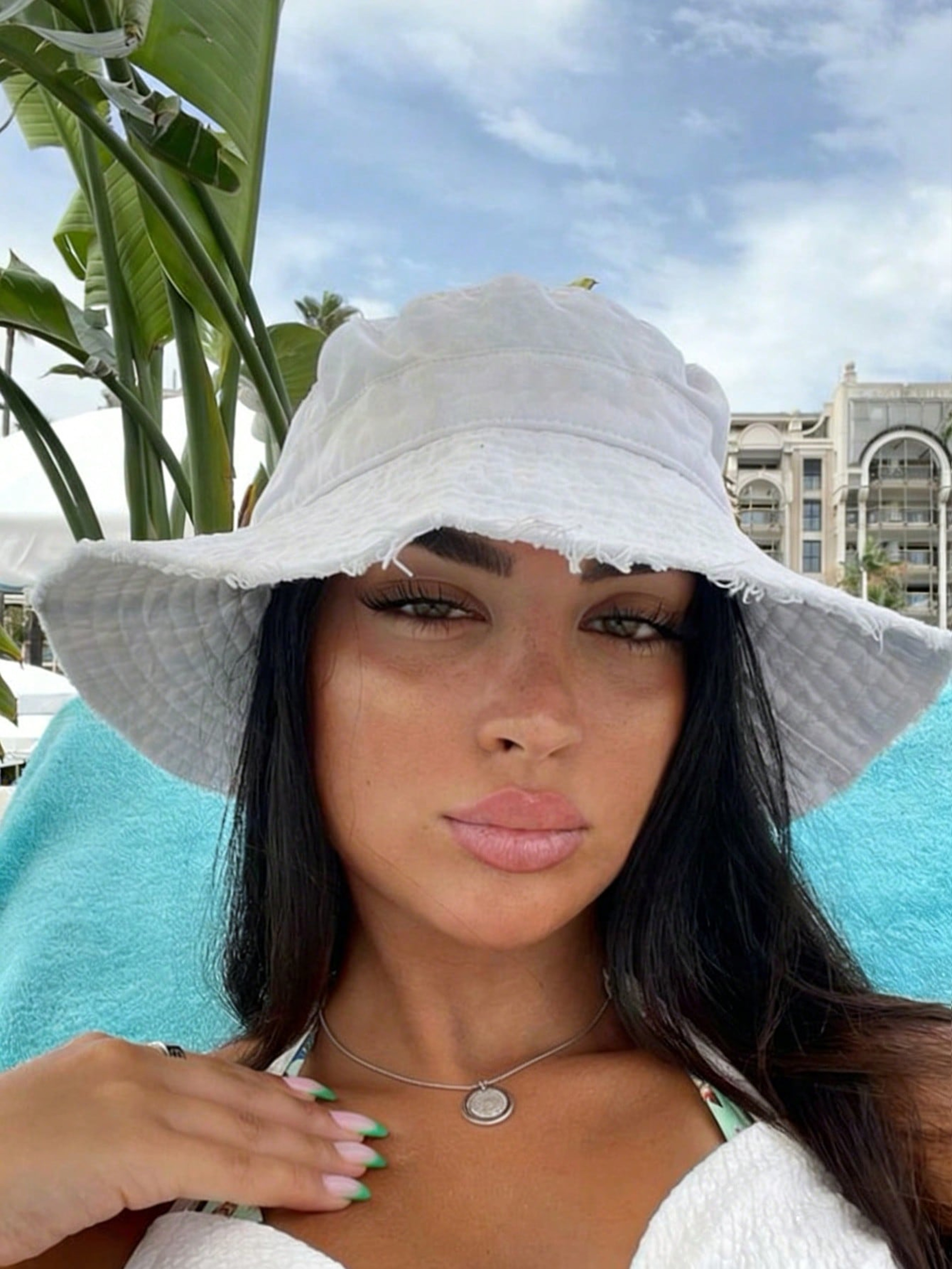 Womens Distressed Windproof Bucket Hat With Adjustable Chin Strap For Travel  Beach 7