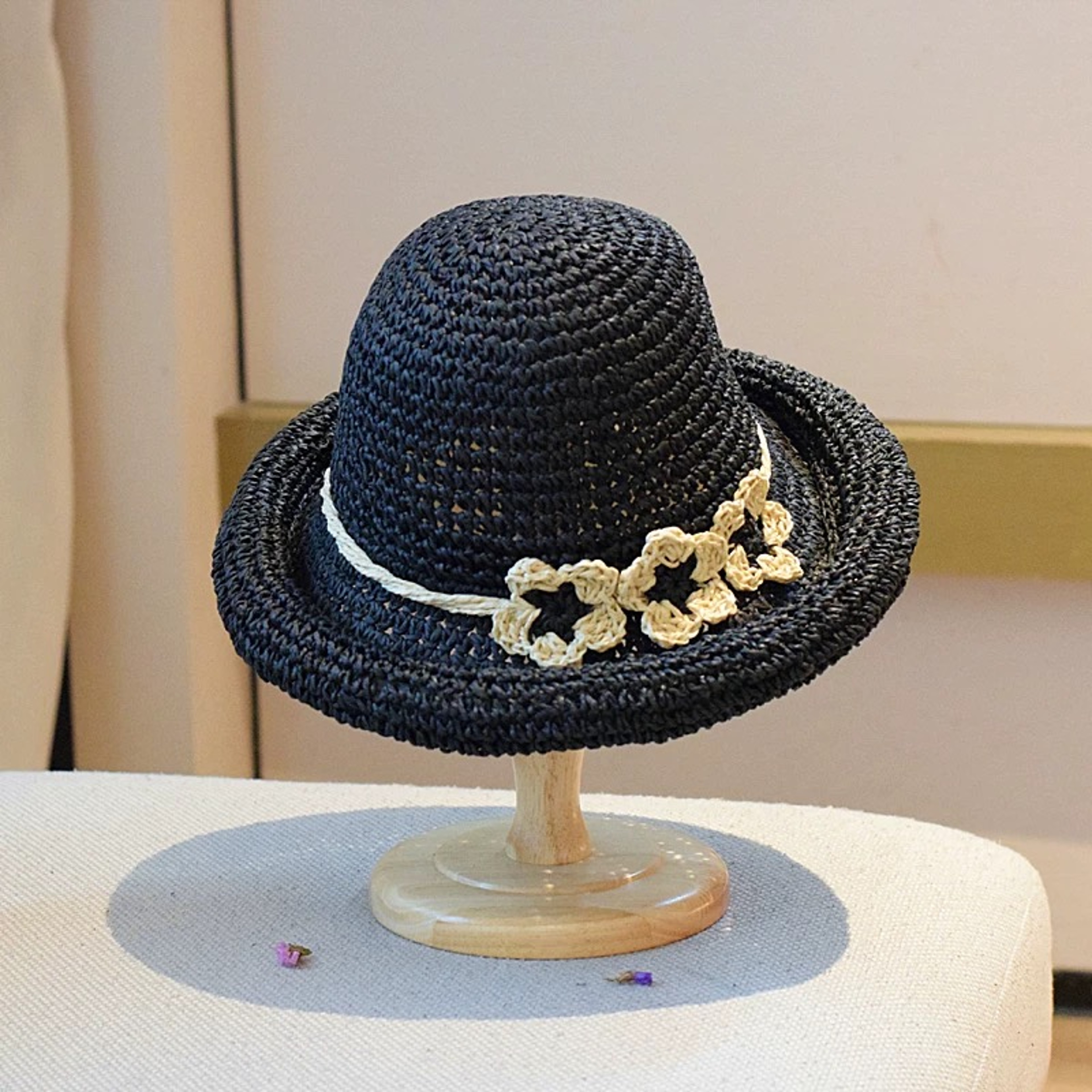 Korean Style Foldable Straw Hat Womens Sun Protection Packable Breathable Sun Hat 4