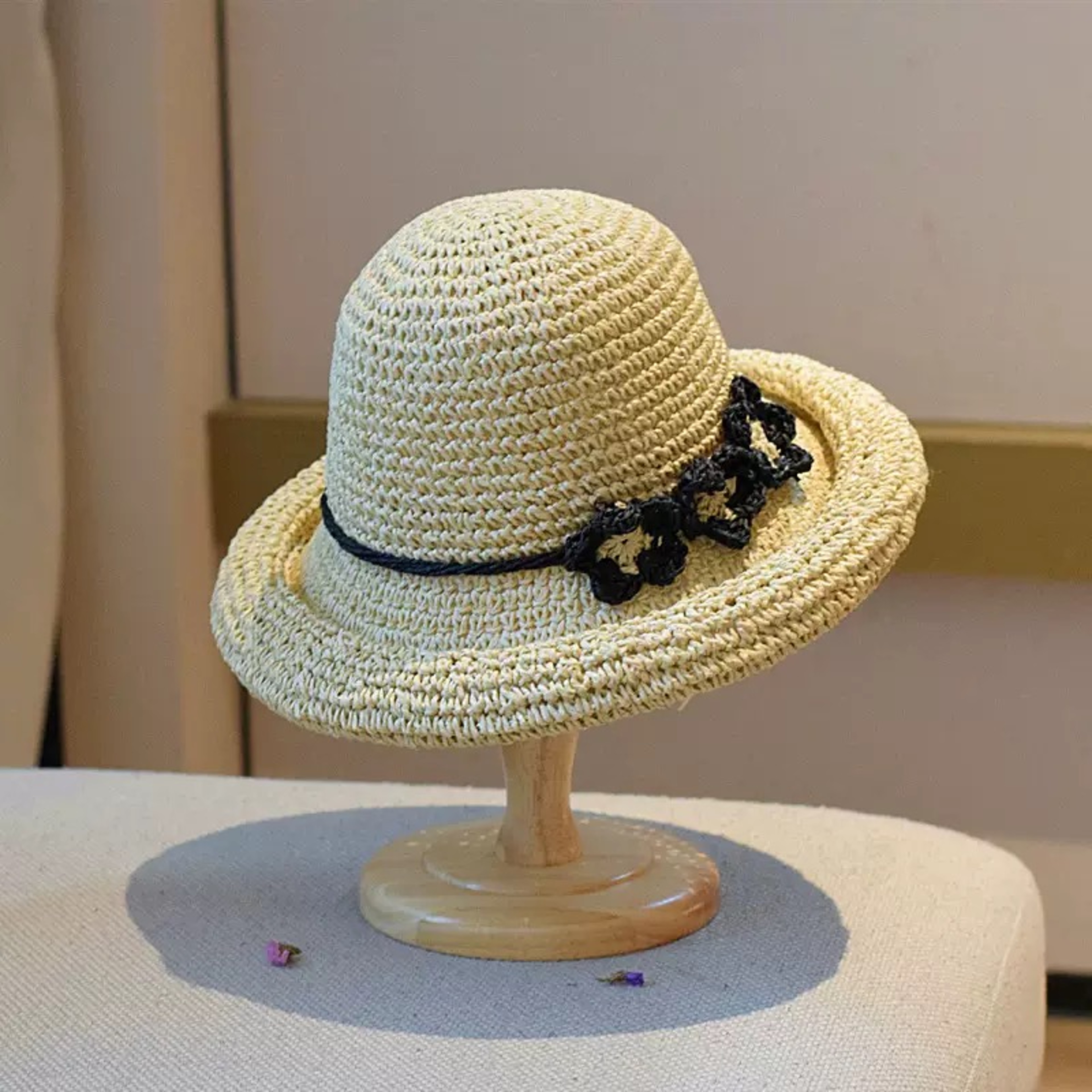 Korean Style Foldable Straw Hat Womens Sun Protection Packable Breathable Sun Hat 5