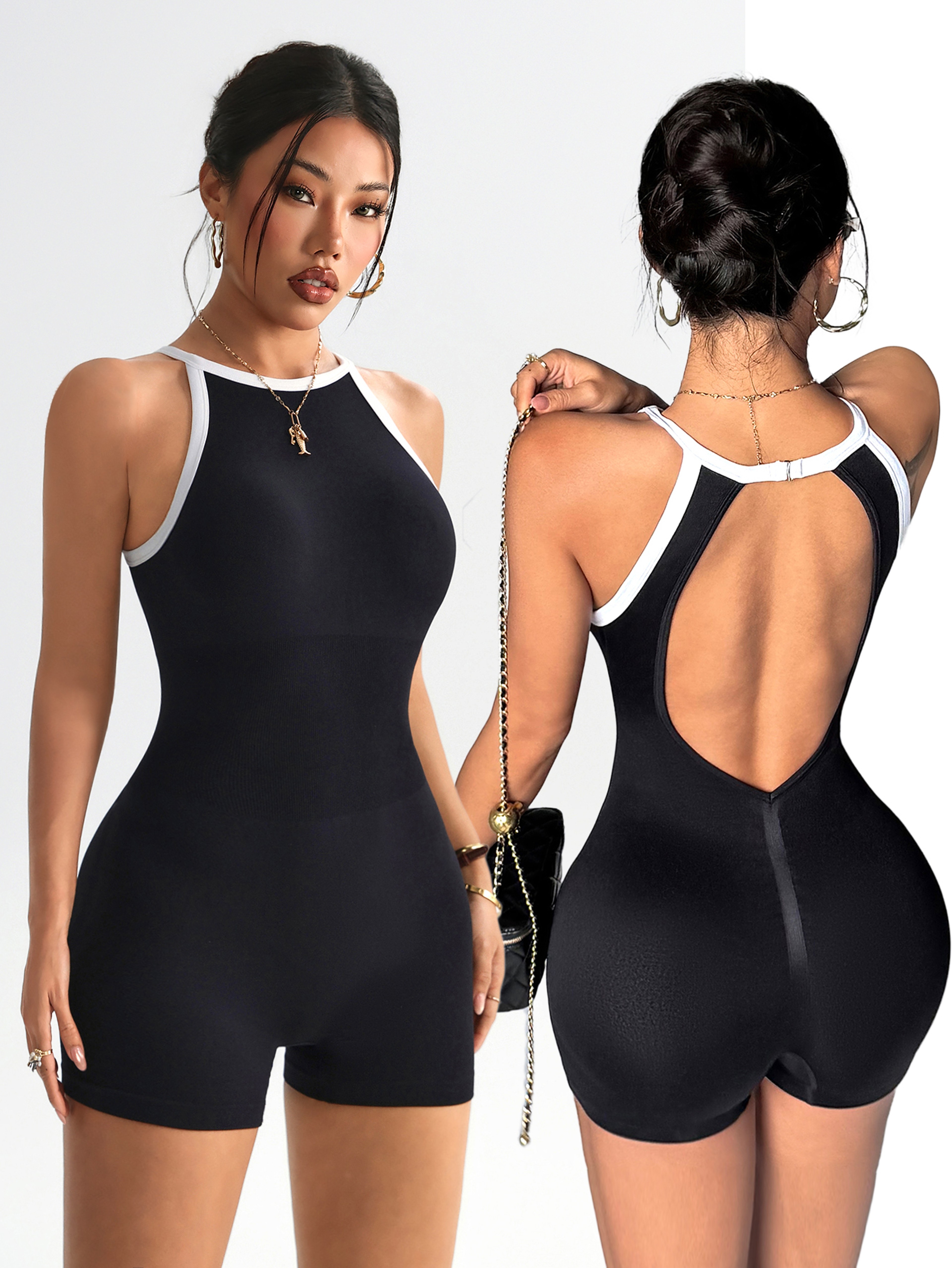 Women Workout Romper Yoga Jumpsuit Summer Fitness Bodysuit 0