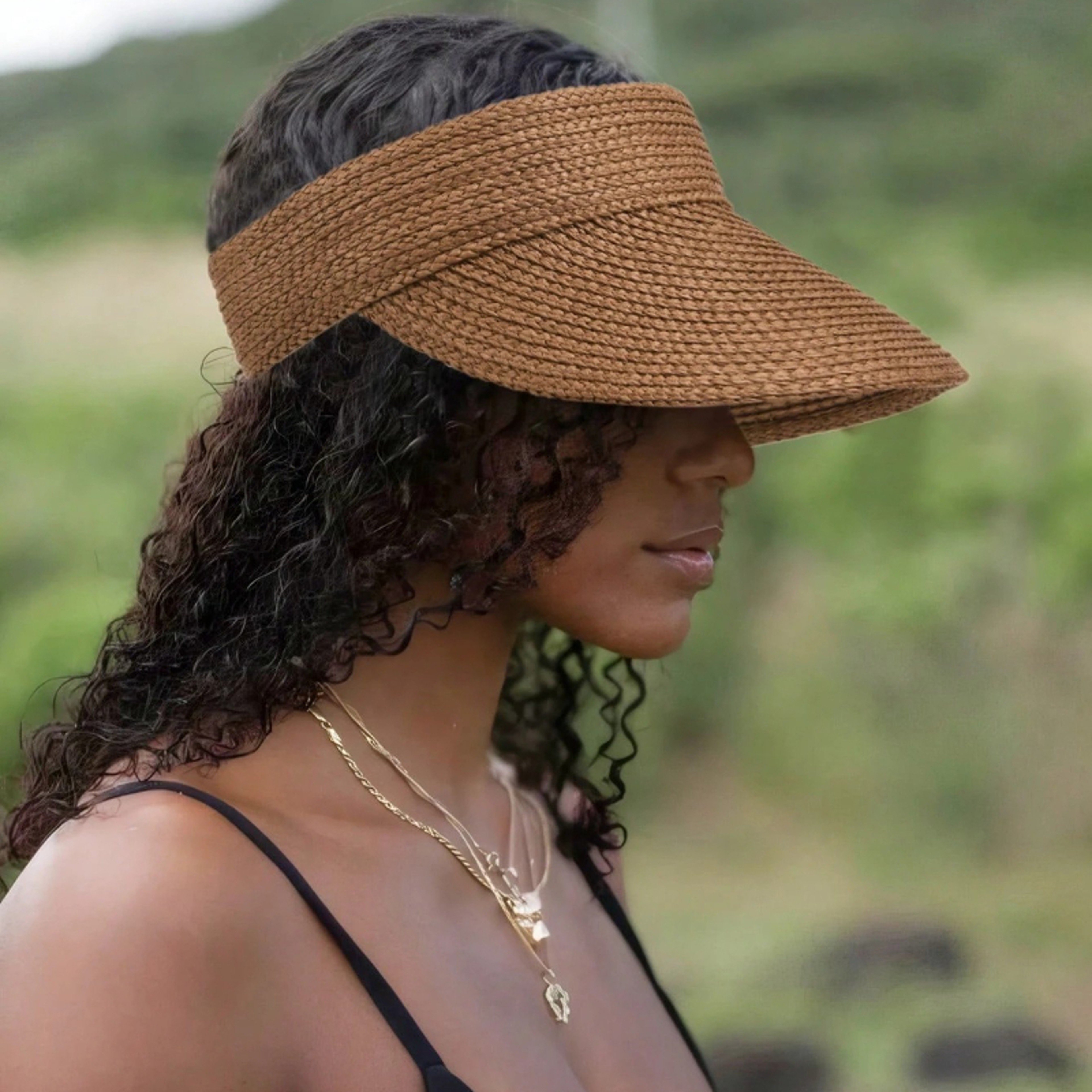Adjustable Open Top Wide Brim Sun Hat Foldable Straw Beach Hat – view 3