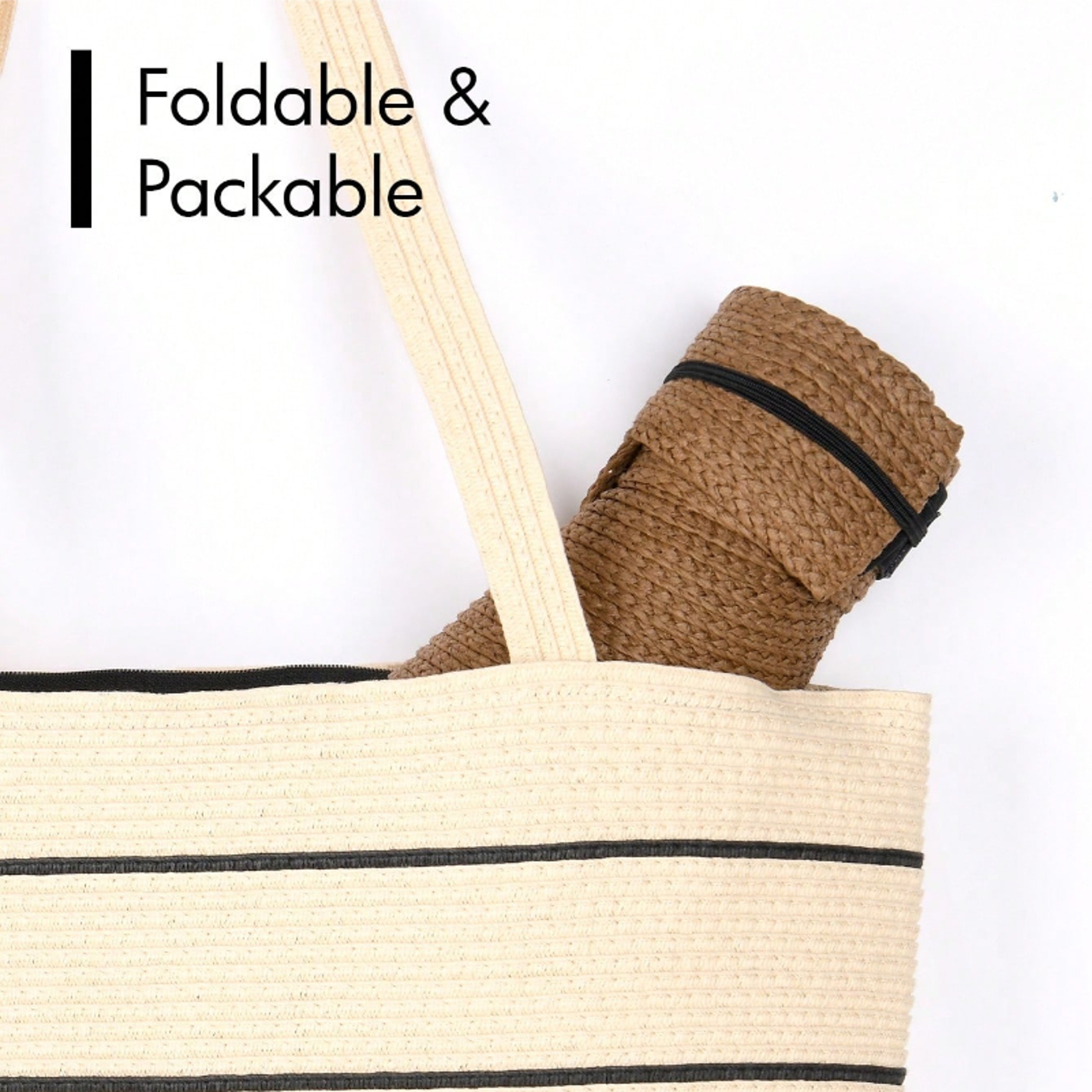 Adjustable Open Top Wide Brim Sun Hat Foldable Straw Beach Hat – view 4