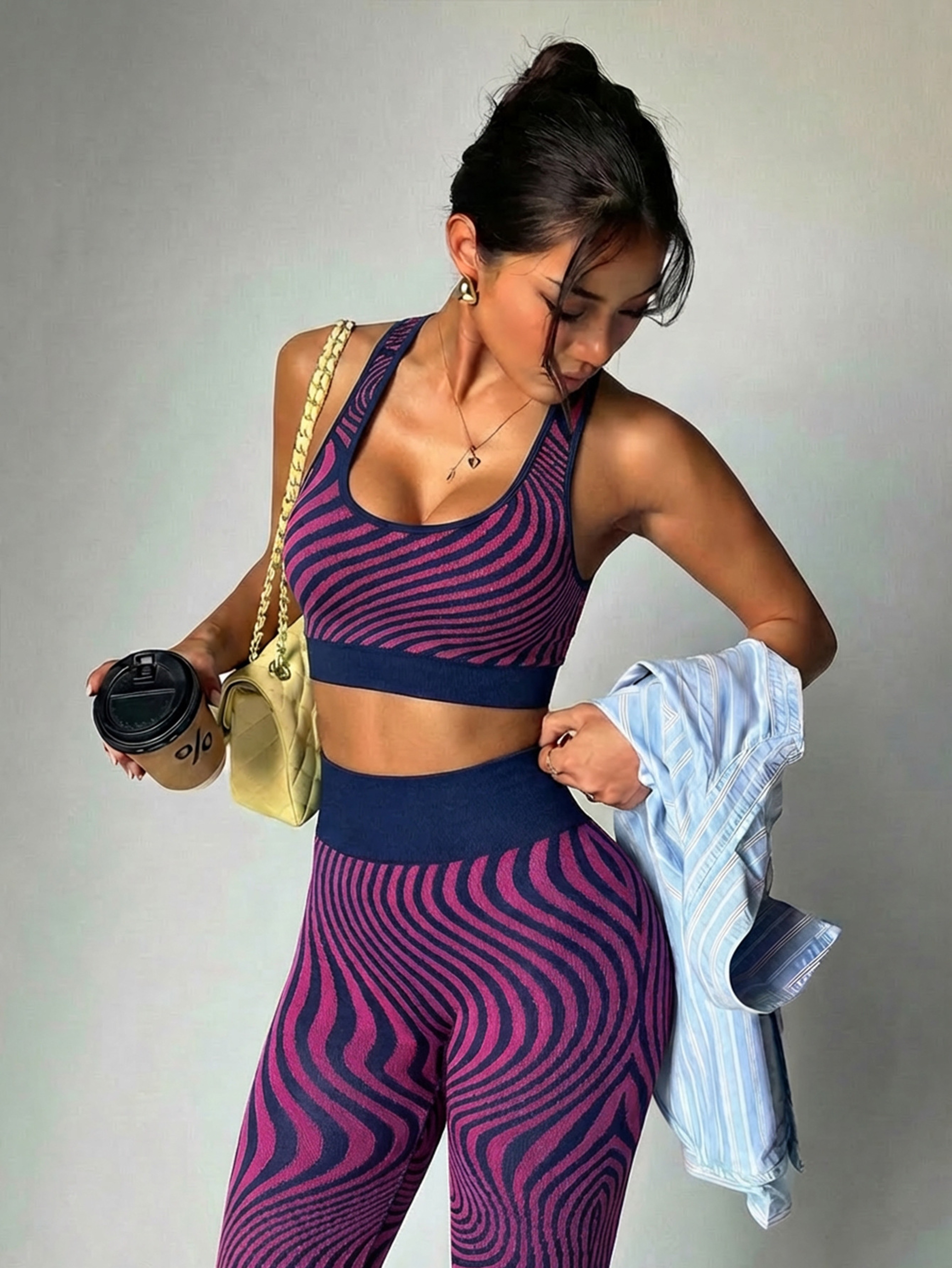 Zebra Print Sports Bra Yoga Set High Impact Workout Set 6