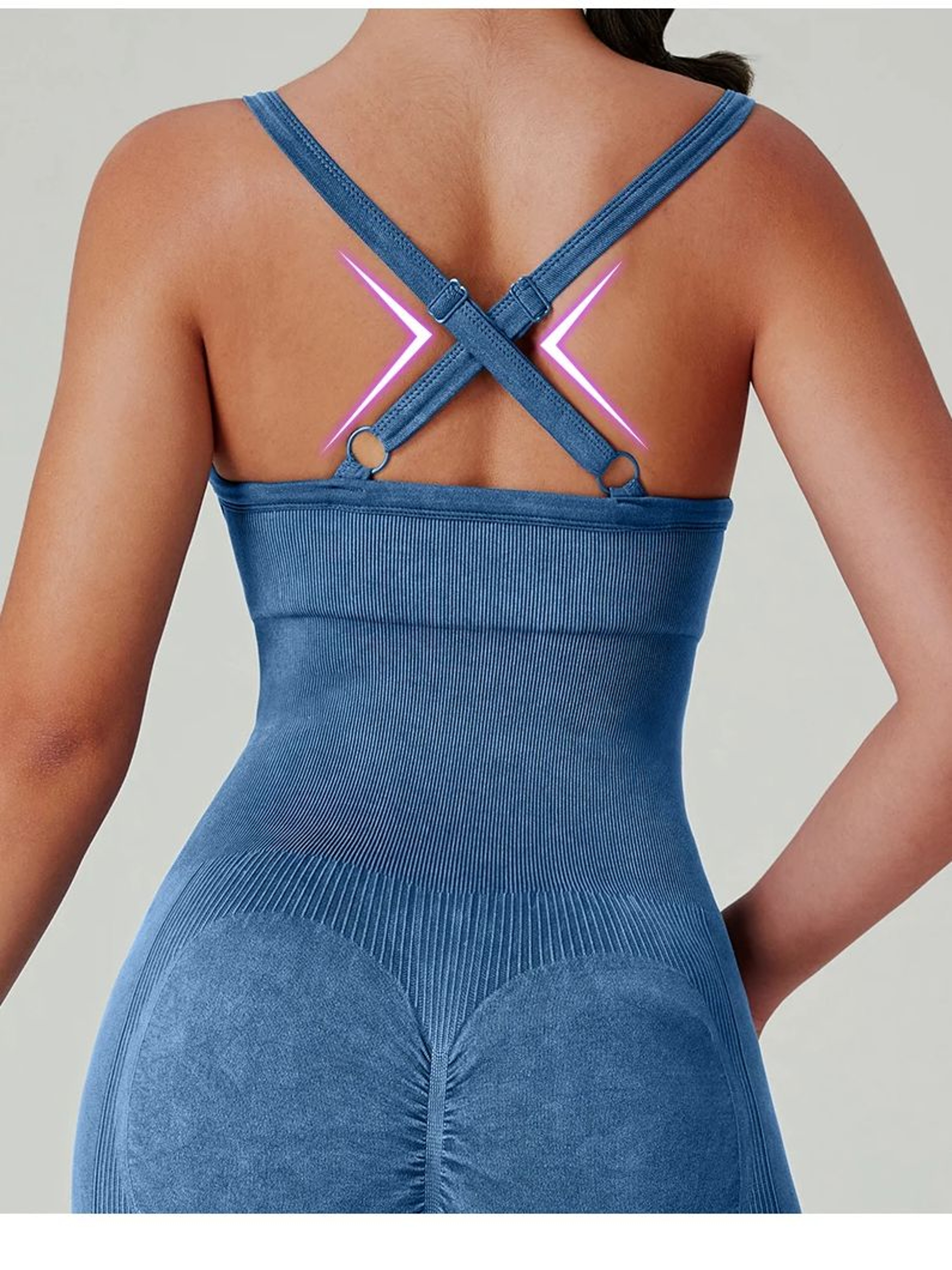 Womens Seamless Yoga Bodysuit High Waisted Way Stretch Workout Jumpsuit 1