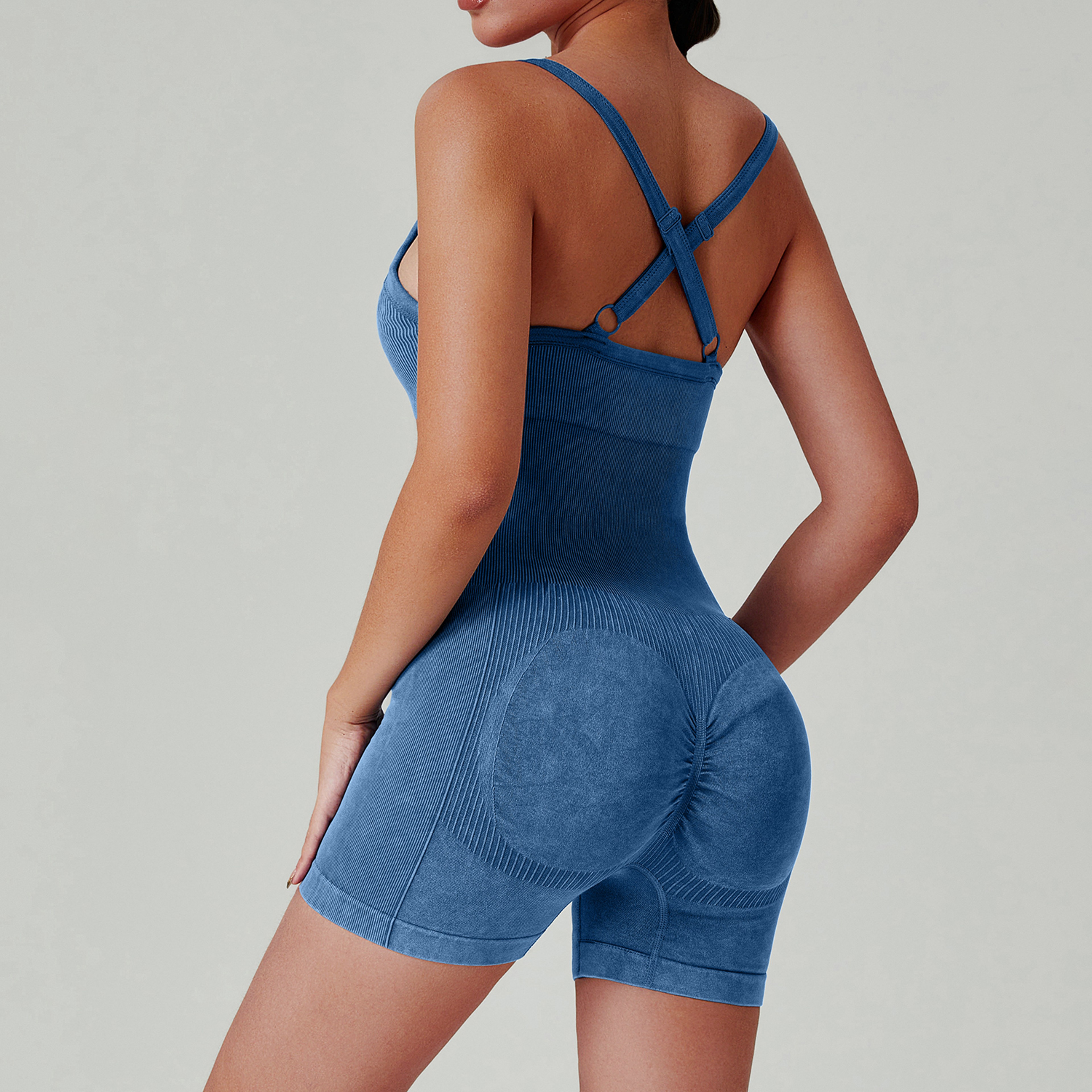 Womens Seamless Yoga Bodysuit High Waisted Way Stretch Workout Jumpsuit 4
