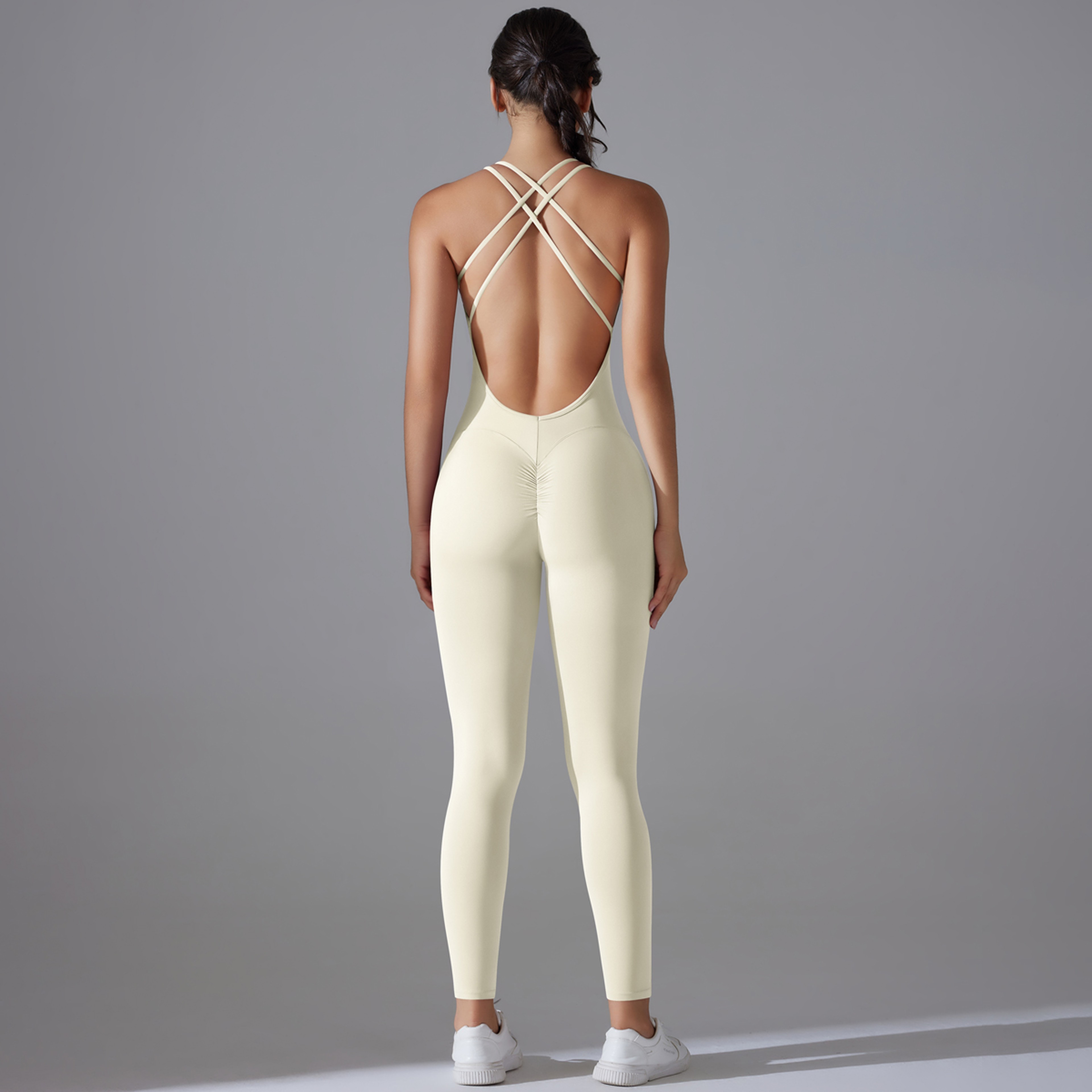 Backless Yoga Bodysuit Seamless Workout Romper Push Up Fitness One Piece Jumpsuit 3