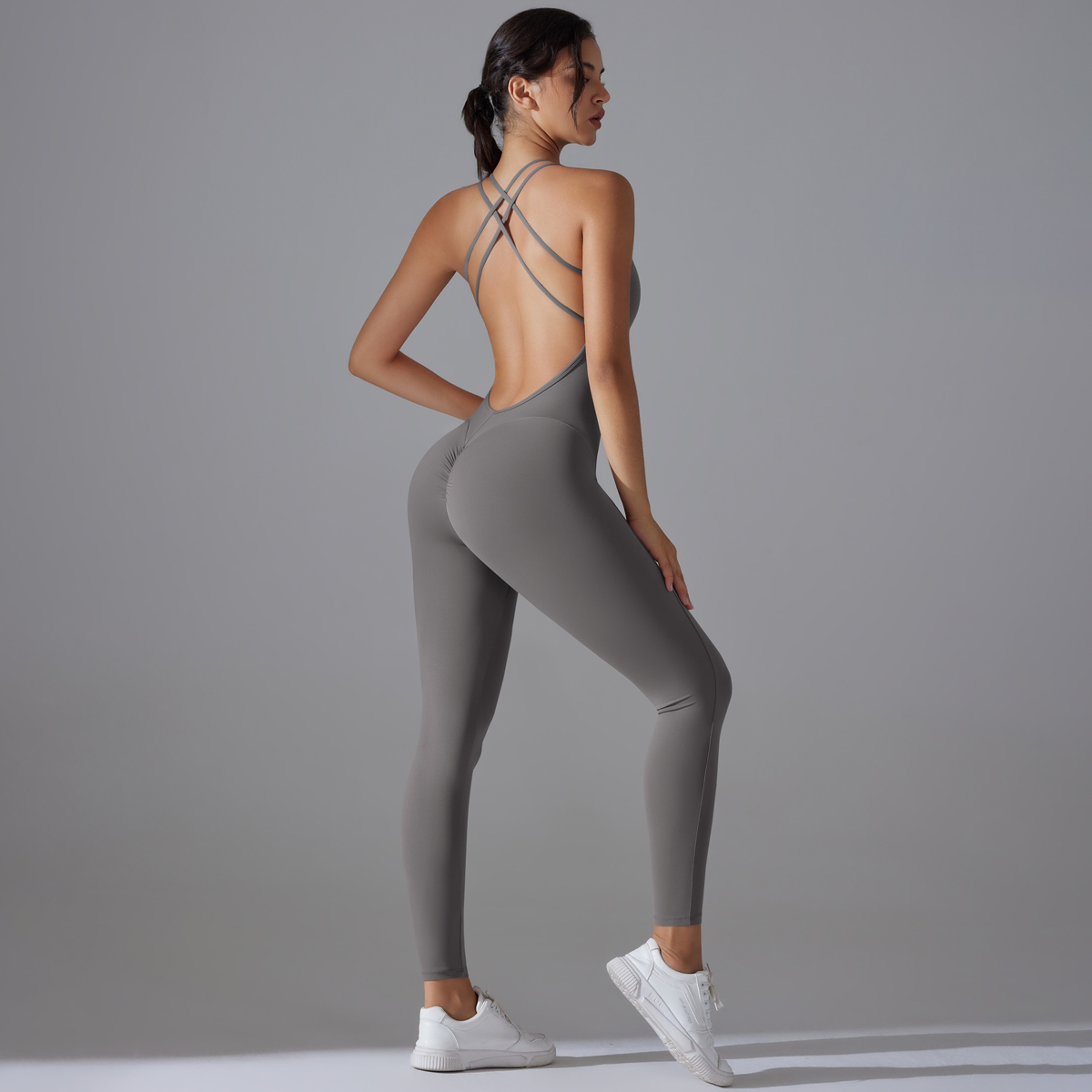 Backless Yoga Bodysuit Seamless Workout Romper Push Up Fitness One Piece Jumpsuit 5