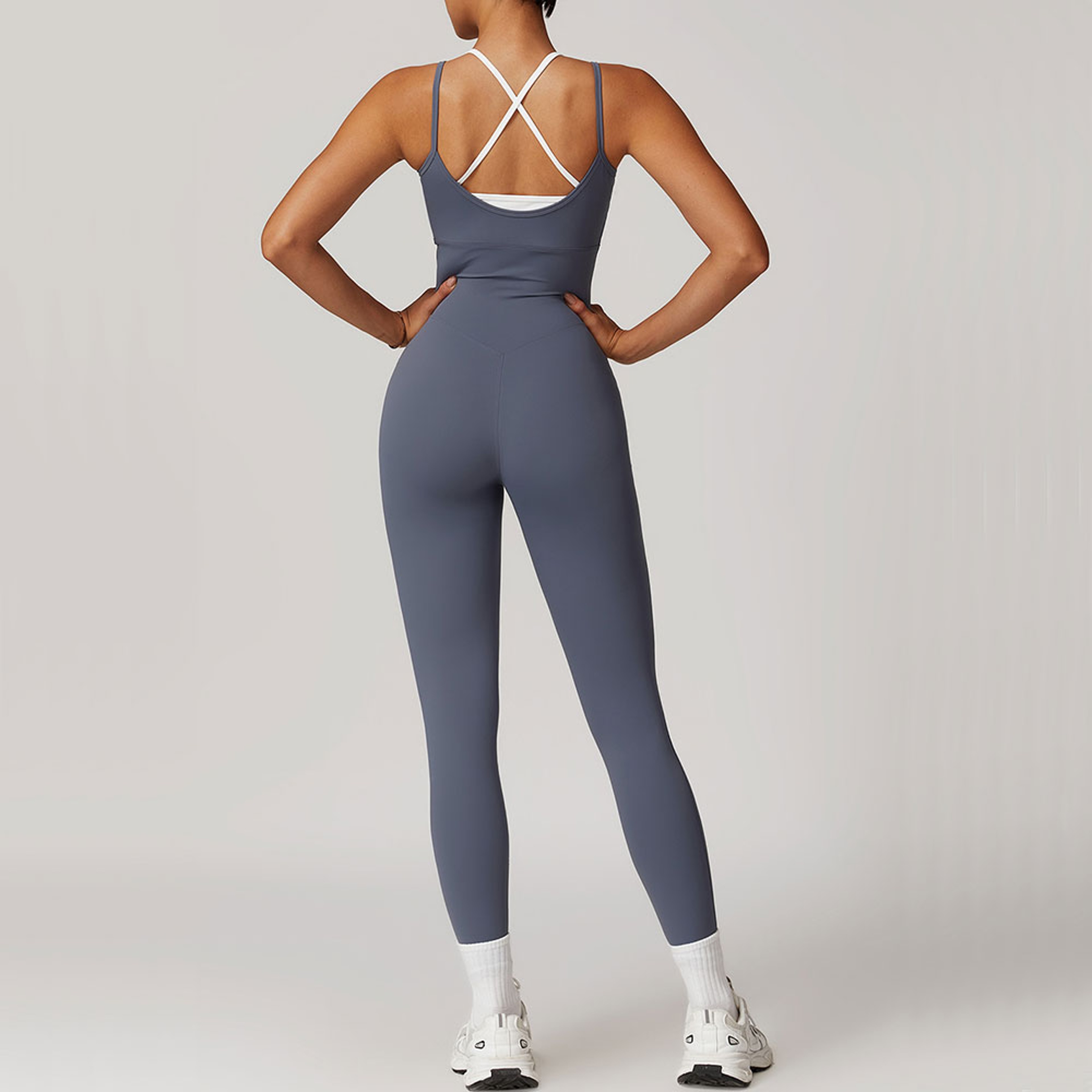 Color Block Back Cross Women's Yoga Jumpsuit Gym Romper Fitness Bodysuit – view 2