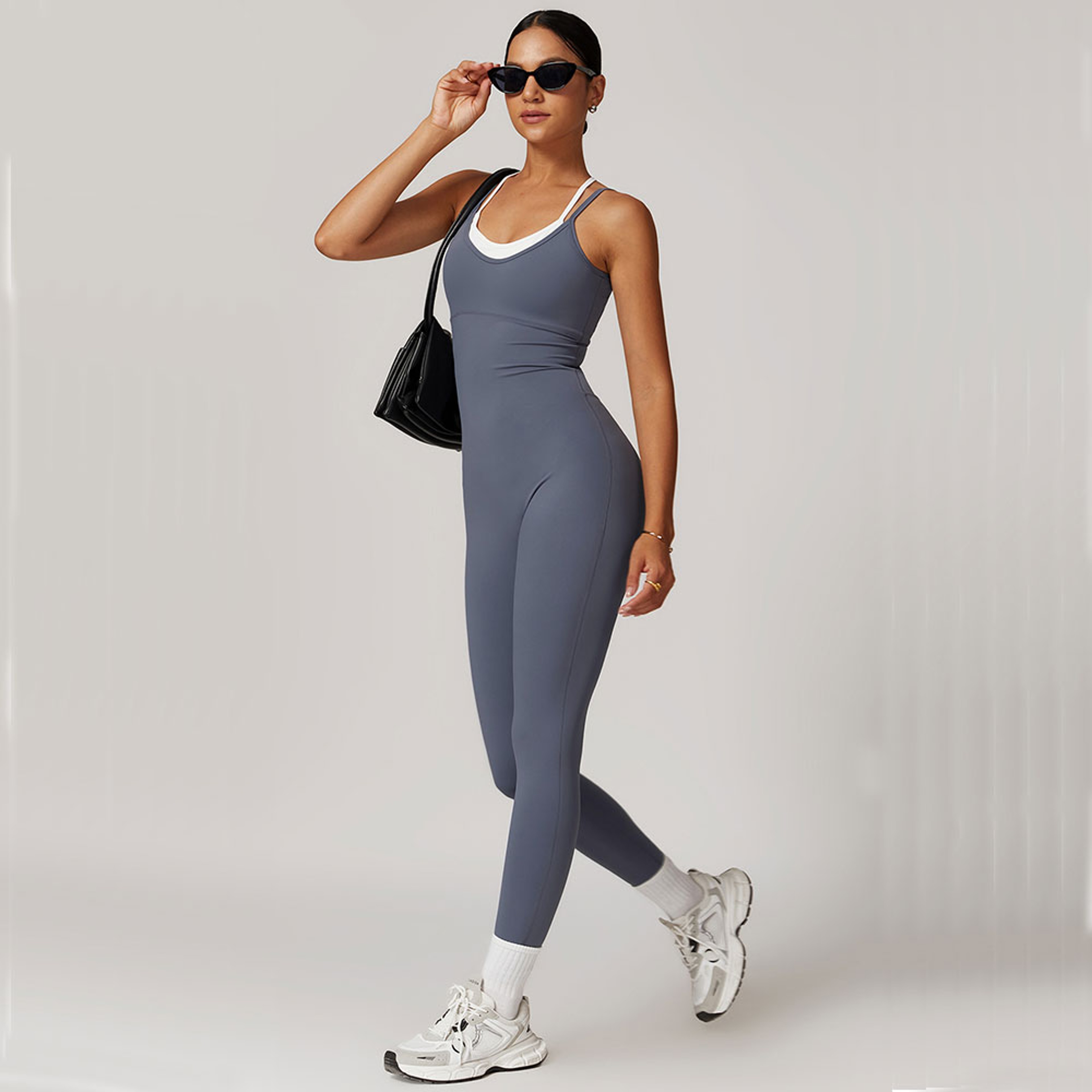 Color Block Back Cross Women's Yoga Jumpsuit Gym Romper Fitness Bodysuit – view 5