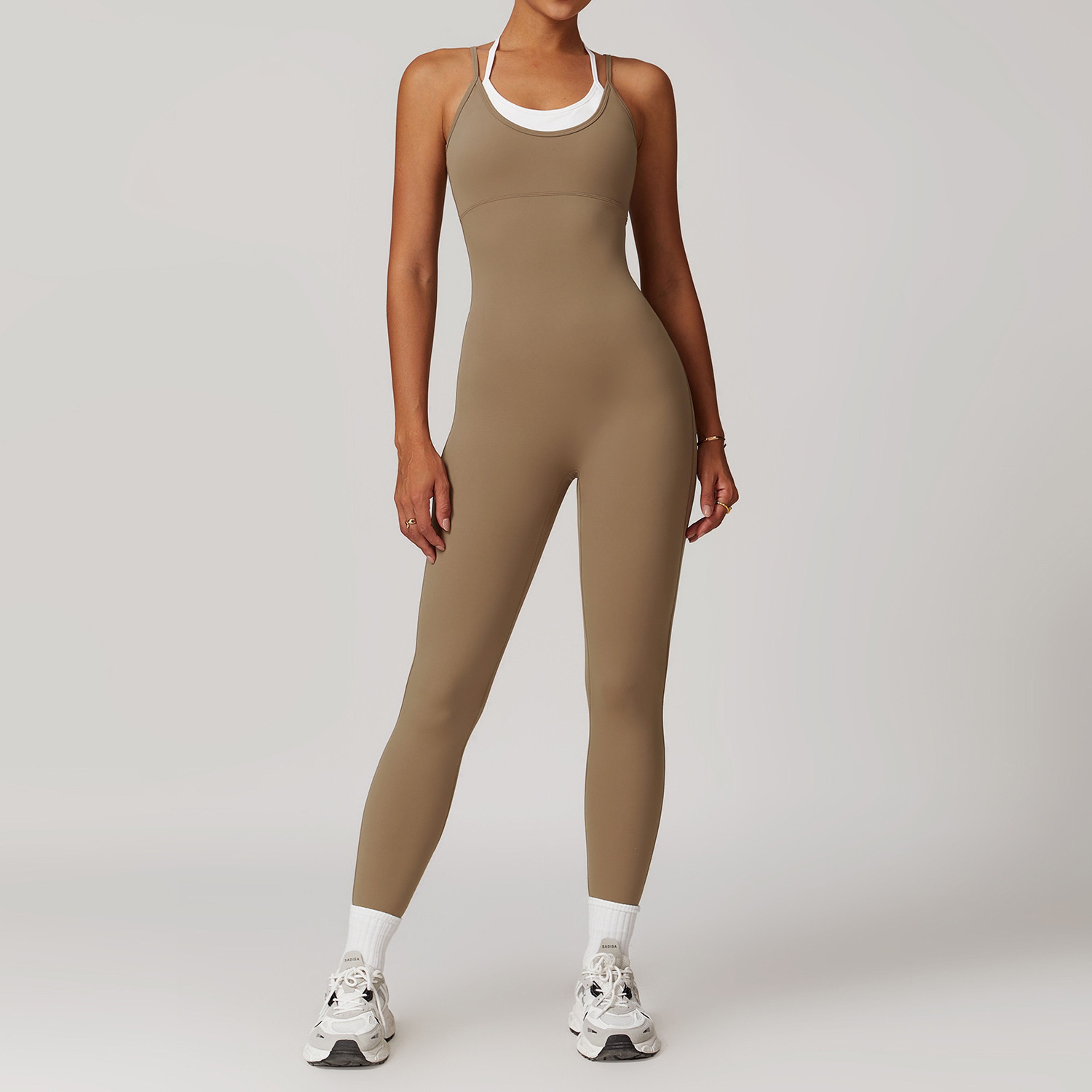 Color Block Back Cross Women's Yoga Jumpsuit Gym Romper Fitness Bodysuit – view 8