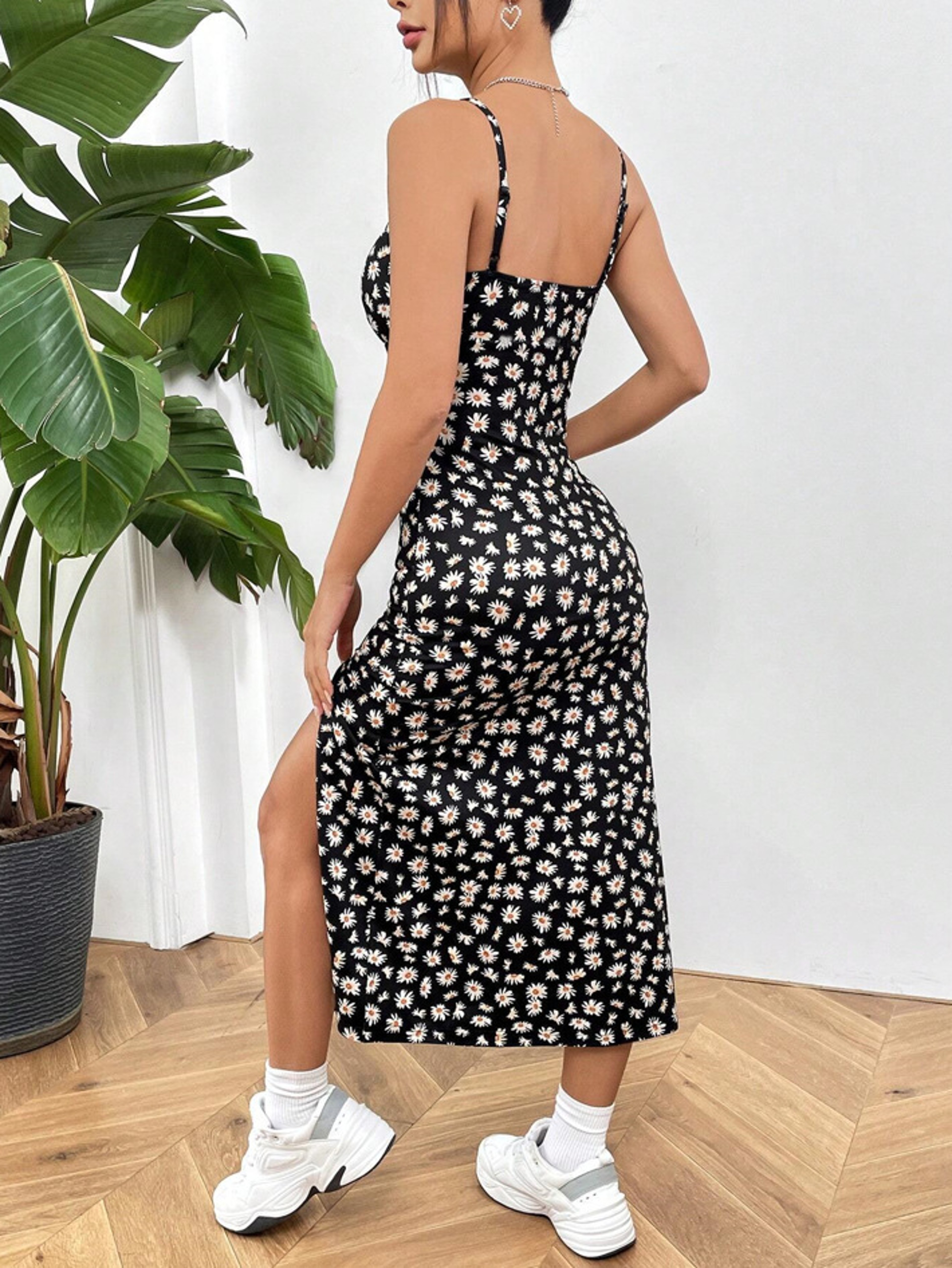 Strapless Leopard Print Maxi Dress with High Slit – view 4